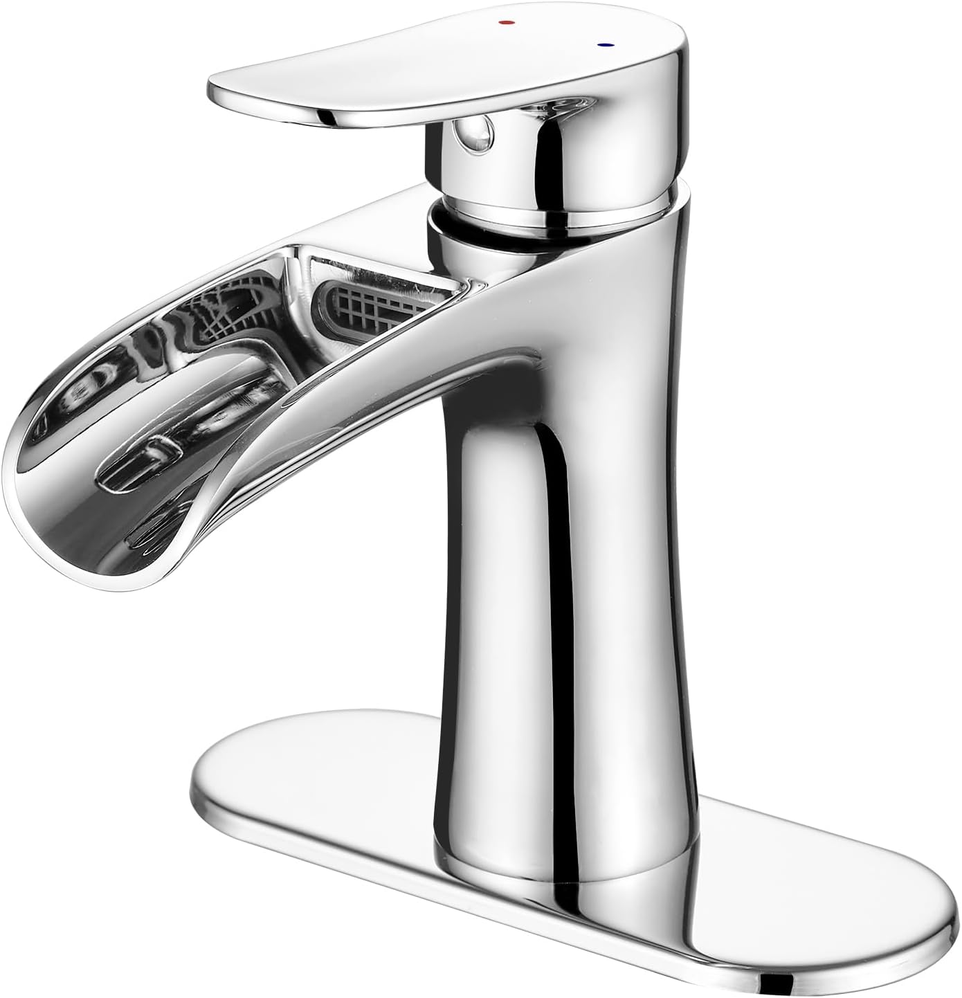 VOTON Chrome Bathroom Faucets Single Handle Waterfall Sink Faucet One Hole or Th...