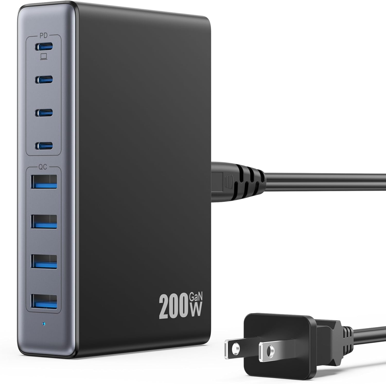 200W USB C Charger Block,GaN IV Charging Station 8 Ports,QC4.0 Fast Charging Sta...