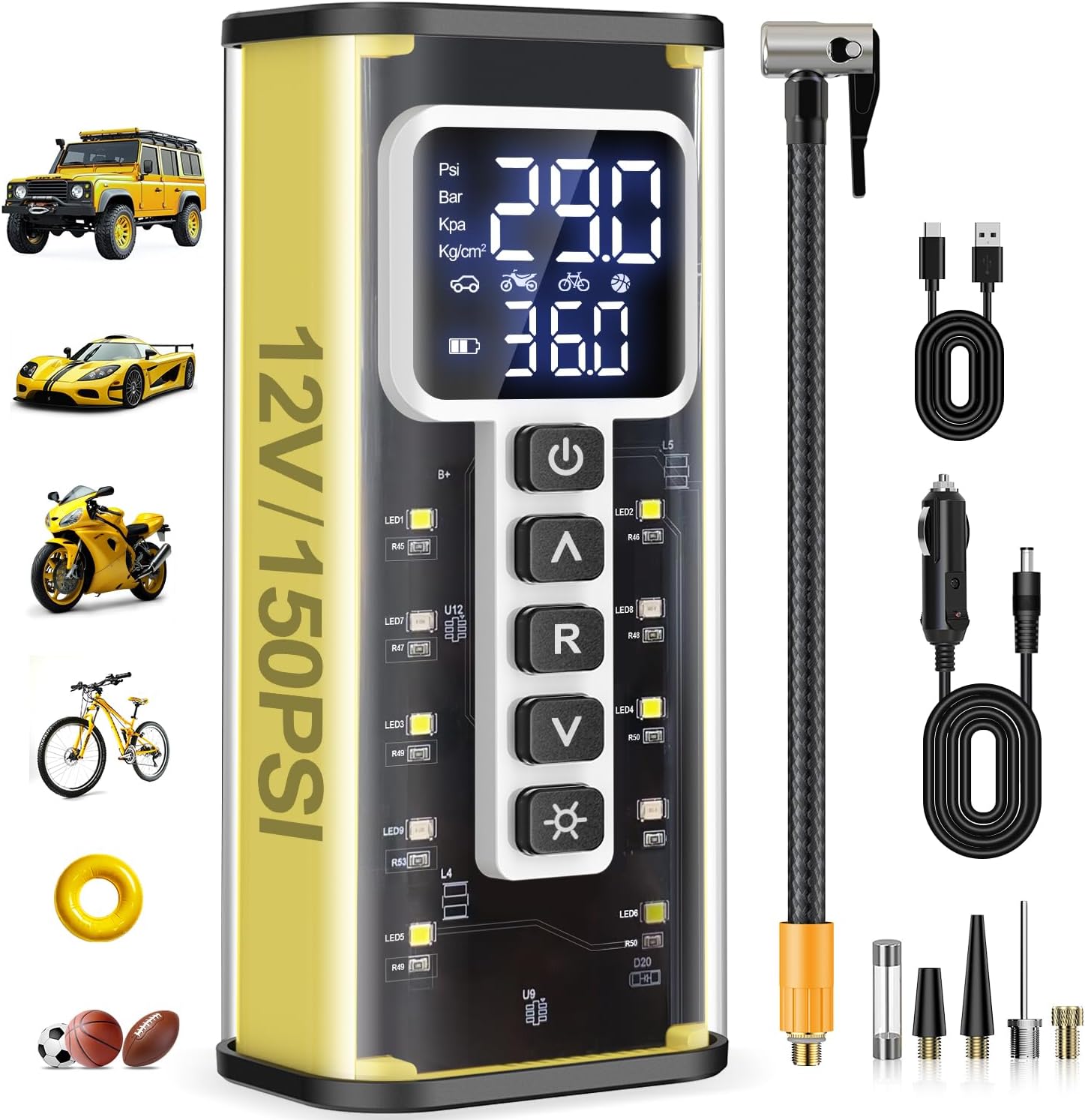 Tire Inflator Portable Air Compressor, Air Pump for Car Tires 20000mAh Battery &...