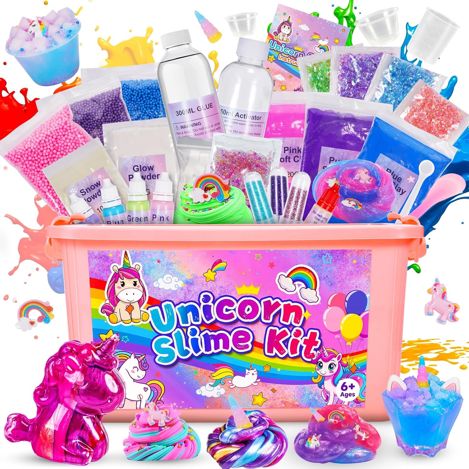 iKidiki Unicorn Slime Kit, Slime Making Kit Toys for 6 7 8 9 10 11 12 Year Old G...