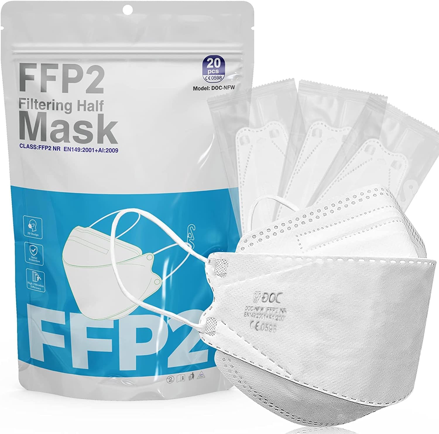 20 PCs Individually Packed ffp2 face Masks ffp2 mask ffp2 Masks n95 face mask n9...