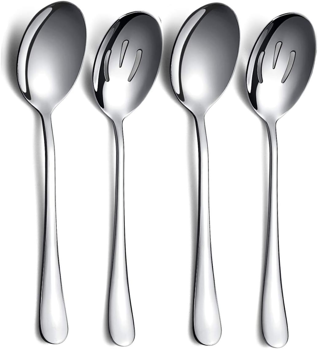 Serving Spoons 4 Pieces, Kyraton Serving Spoon, Include 2 Serving Spoon and 2 Sl...