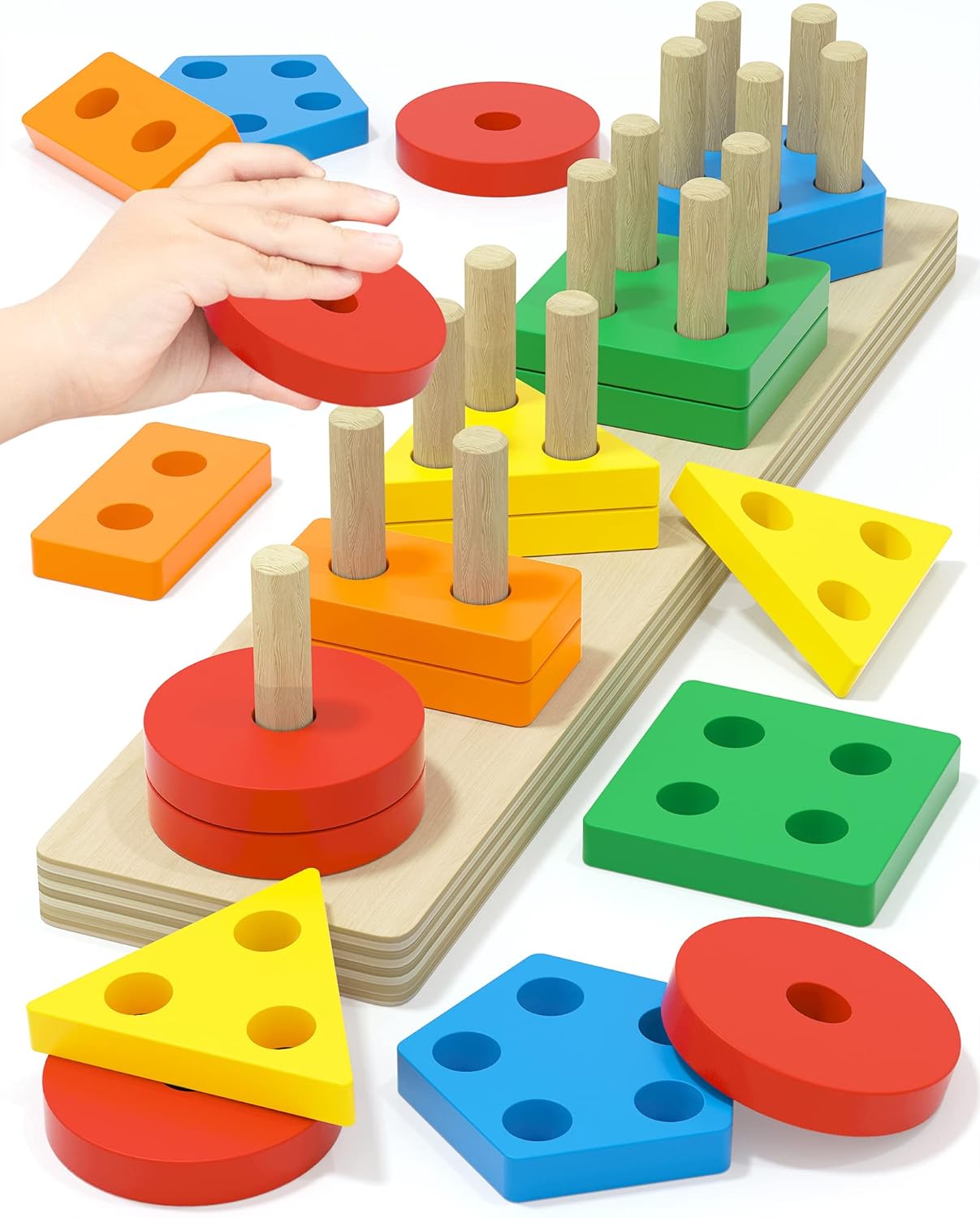 Yetonamr Montessori Toys for 1 2 3 Years Old Boys Girls Birthday Gifts, Wooden S...