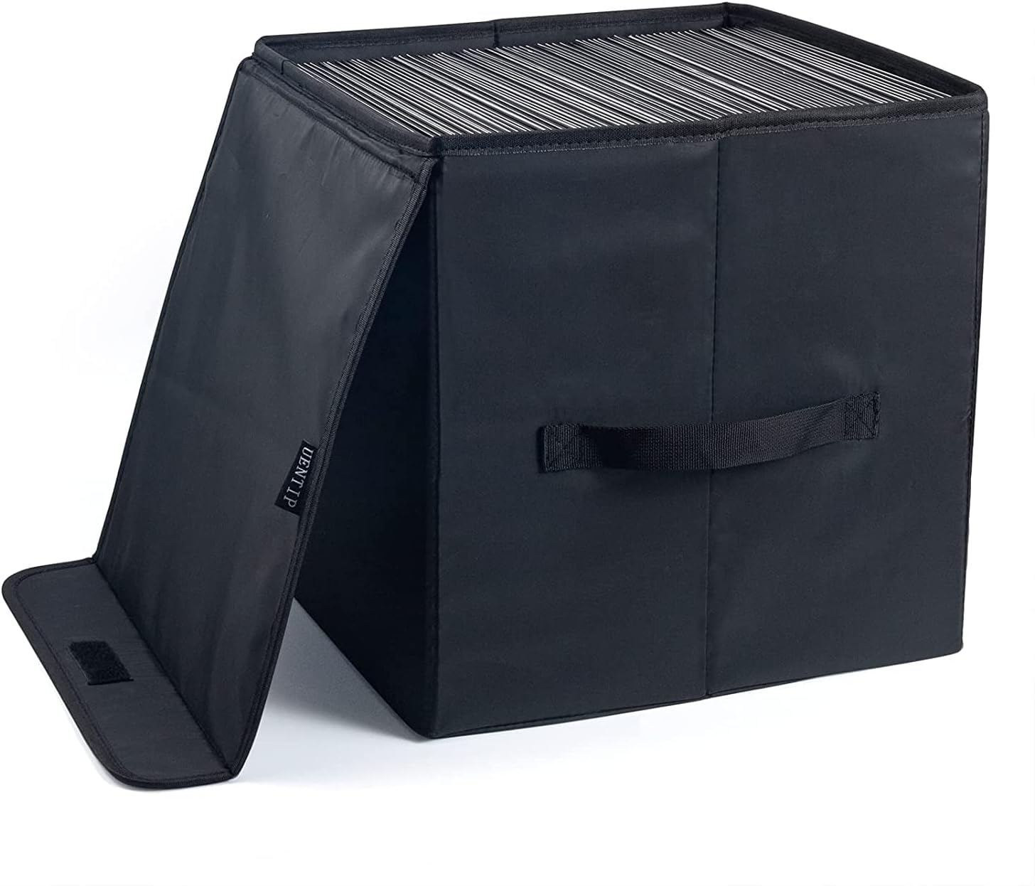 UENTIP 12-inch Vinyl Record Storage Box,Stackable & Collapsible Records Crate Ho...
