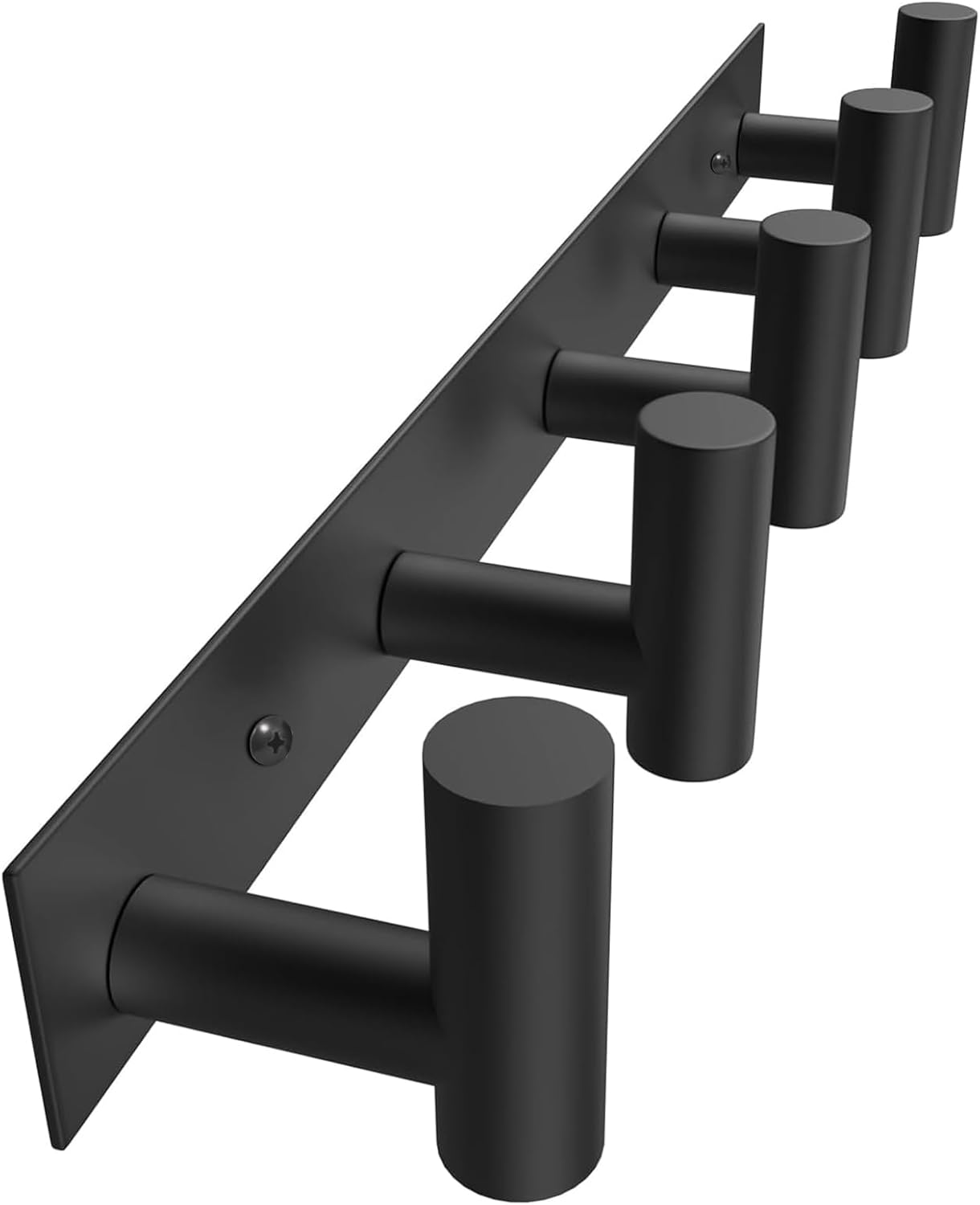 VAEHOLD Black Hat and Coat Wall Mount Rack 5 Hooks for Robes, Bags, Keys, and To...