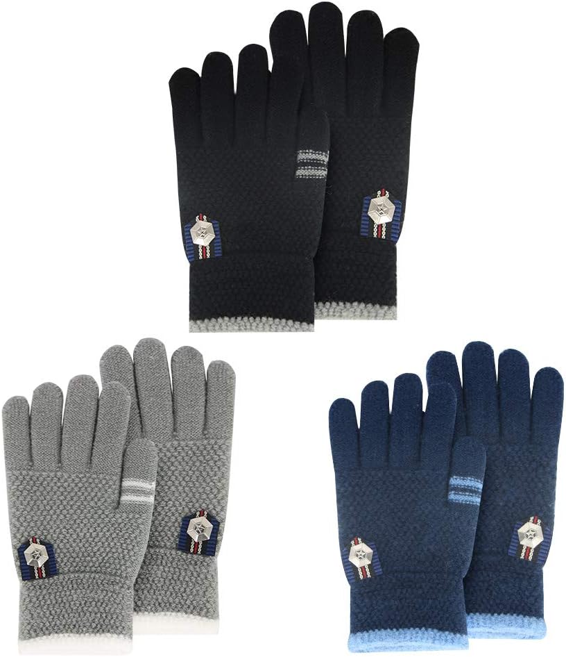ORVINNER Kids Winter Gloves for Boys Girls, 3 Pairs Children Warm Wool Lined Glo...