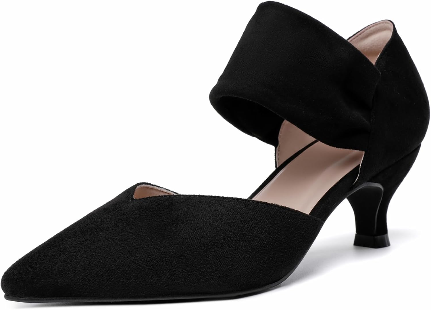 RIBONGZ Kitten Heels for Women Closed Toe Comfortable Low Heels Pointed Toe Sexy...