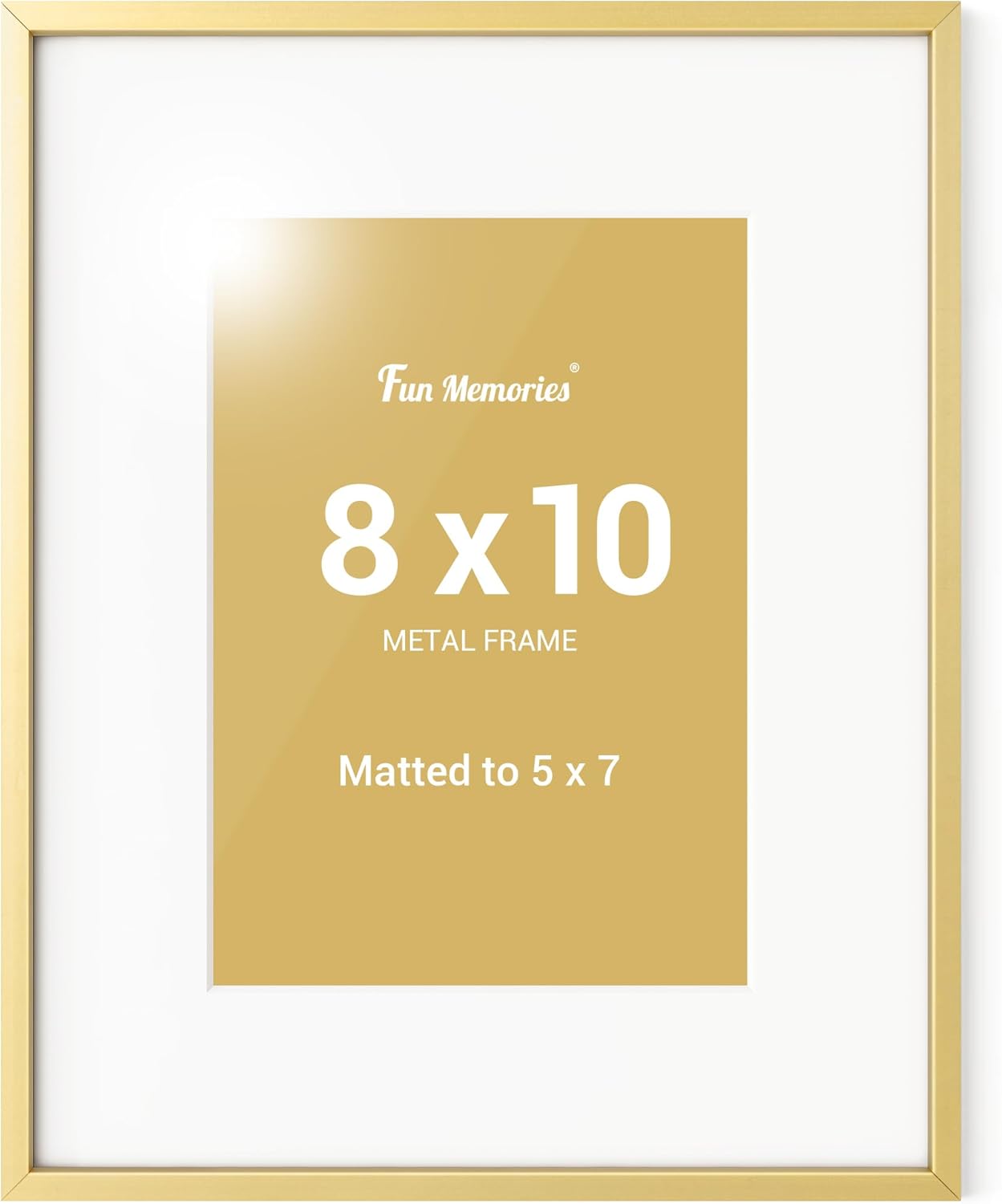 Fun Memories 8x10 Picture Frame Gold, Aluminum 8 x 10 Poster Frames with 5x7 Rem...