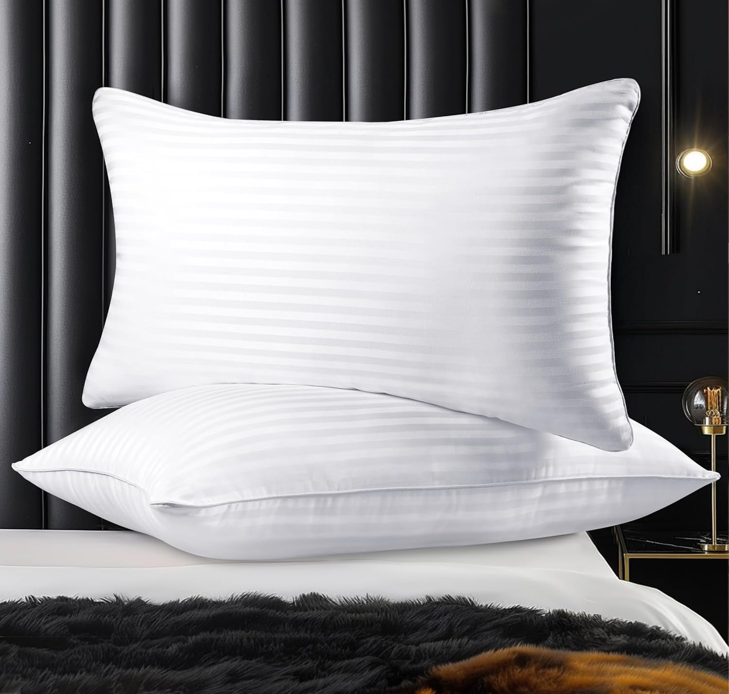 Pillows King Size Set of 2, Hotel Collection Bed Pillows for Sleeping, Gusseted...