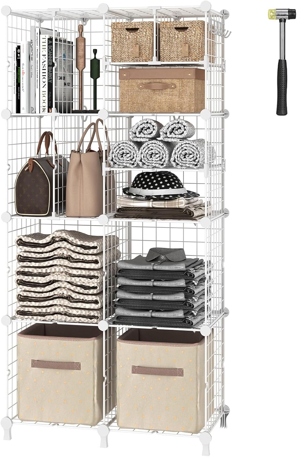 AWTATOS Closet Organizer, Wire 8 Cube Storage Organizer, DIY Portable Closet Clo...
