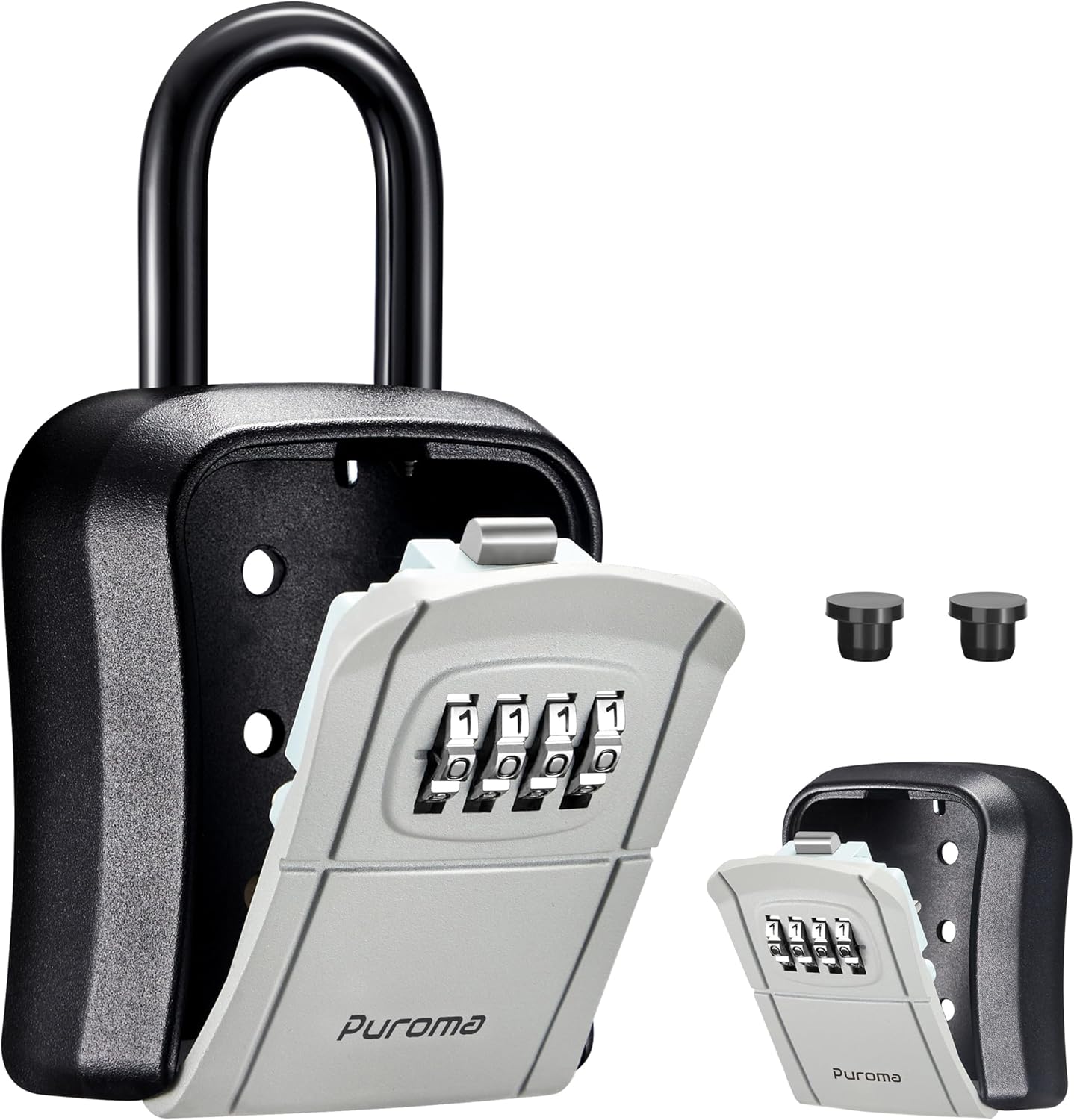 Puroma Key Lock Box, Portable Combination Lockbox Wall-Mounted Key Storage Box f...