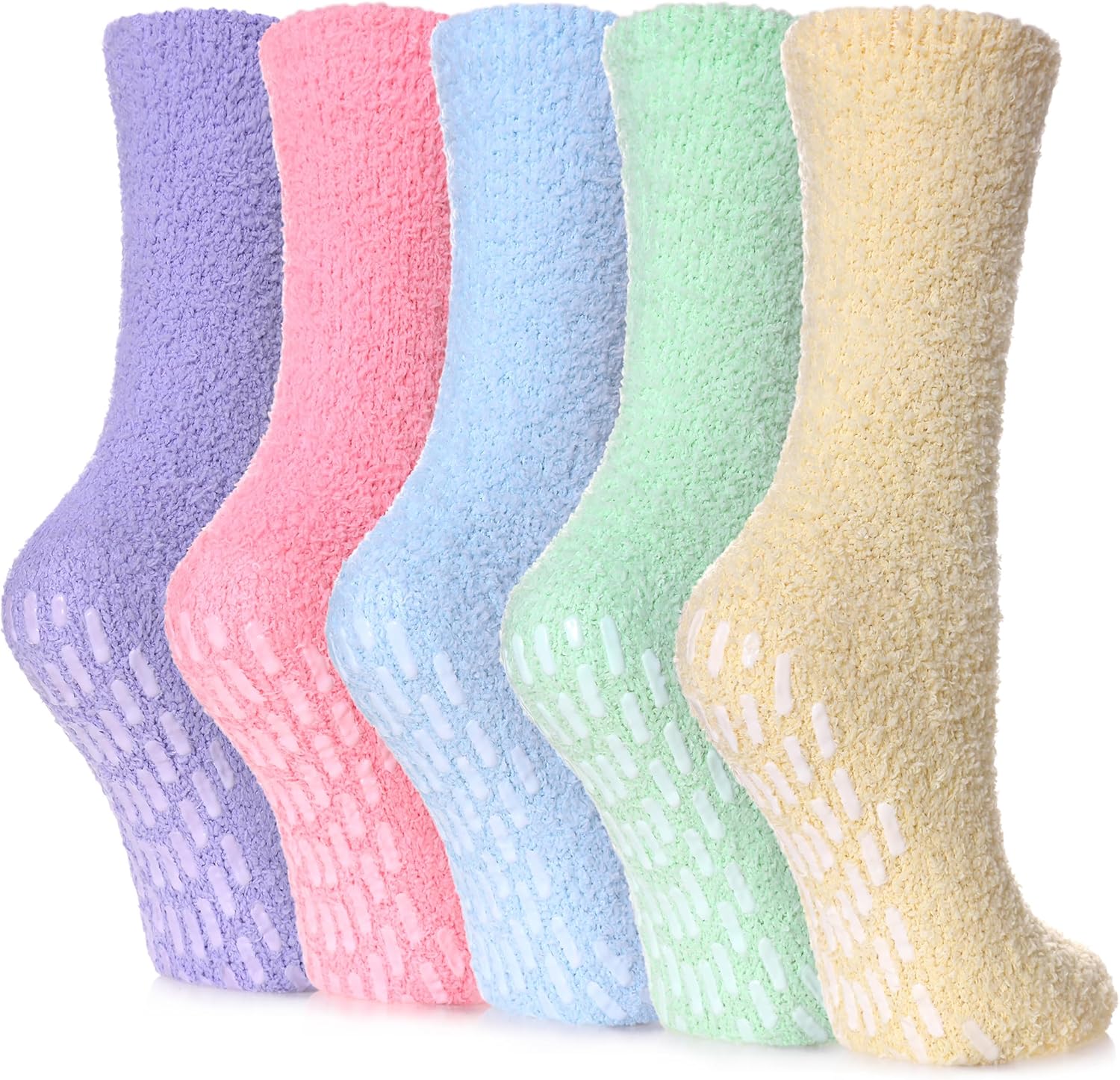 Yebing Non Slip Hospital Socks for Women with Grips Fuzzy Cozy Anti Skid Slipper...