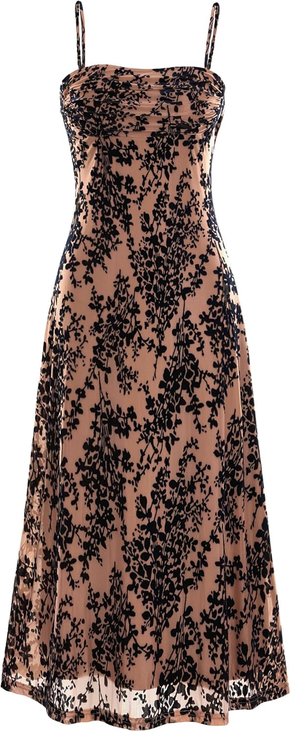 BTFBM Women's Summer Dress Sleeveless Spaghetti Strap Midi Dress Sexy Cowl Neck...