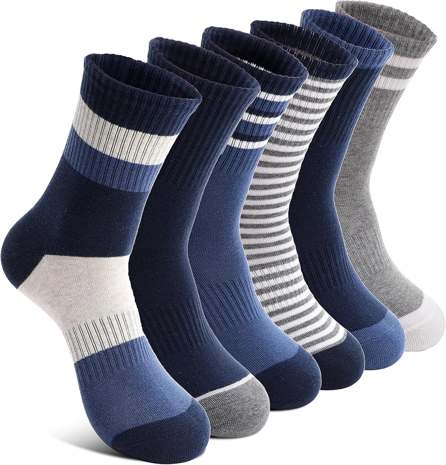 Welwoos 6 Pairs Kids Boys Socks Athletic Sport Trainer Crew Cotton Breathable So...