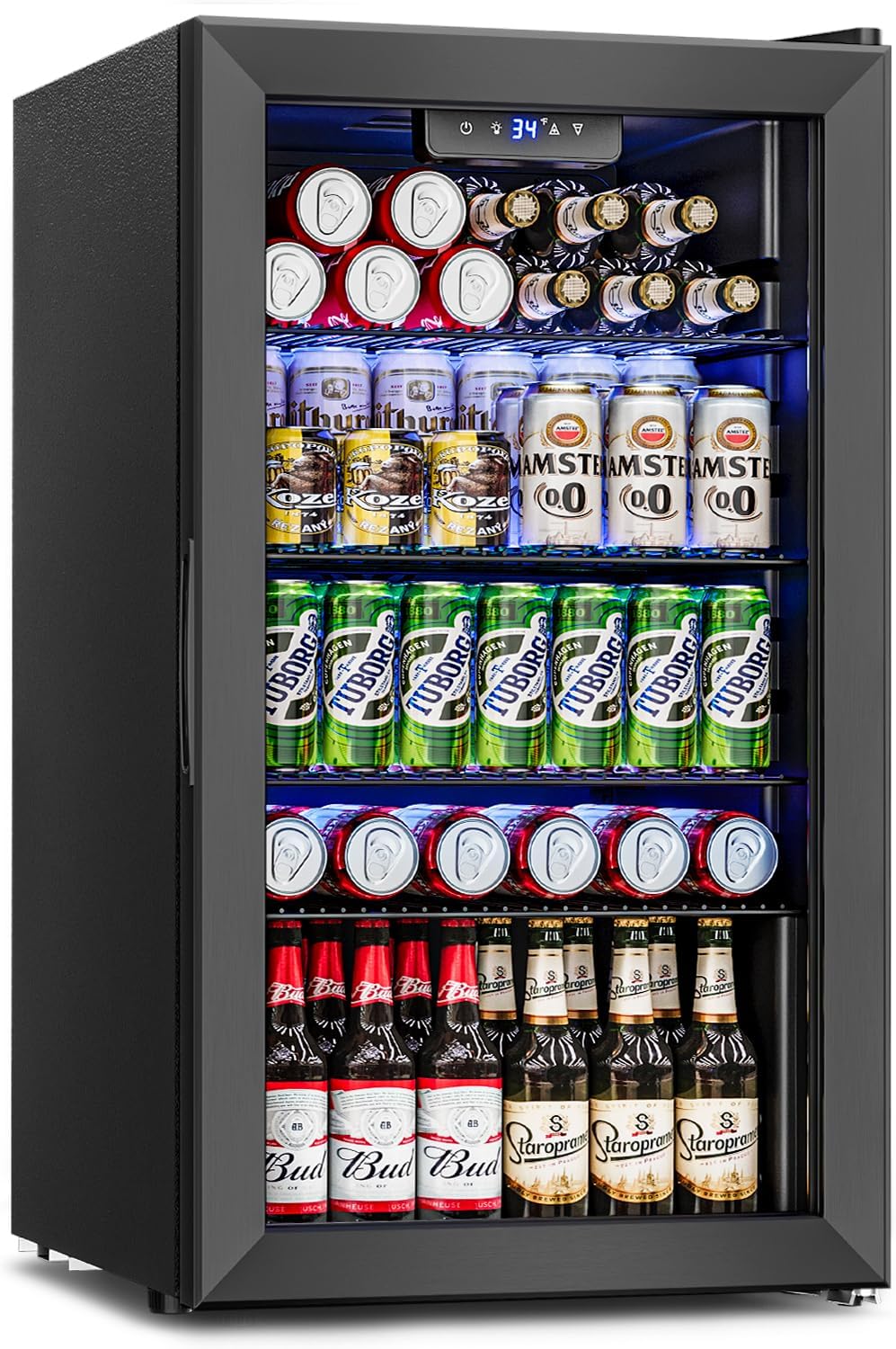 Beverage Refrigerator and Cooler - 126 Can Mini Fridge Glass Door for Soda Beer...