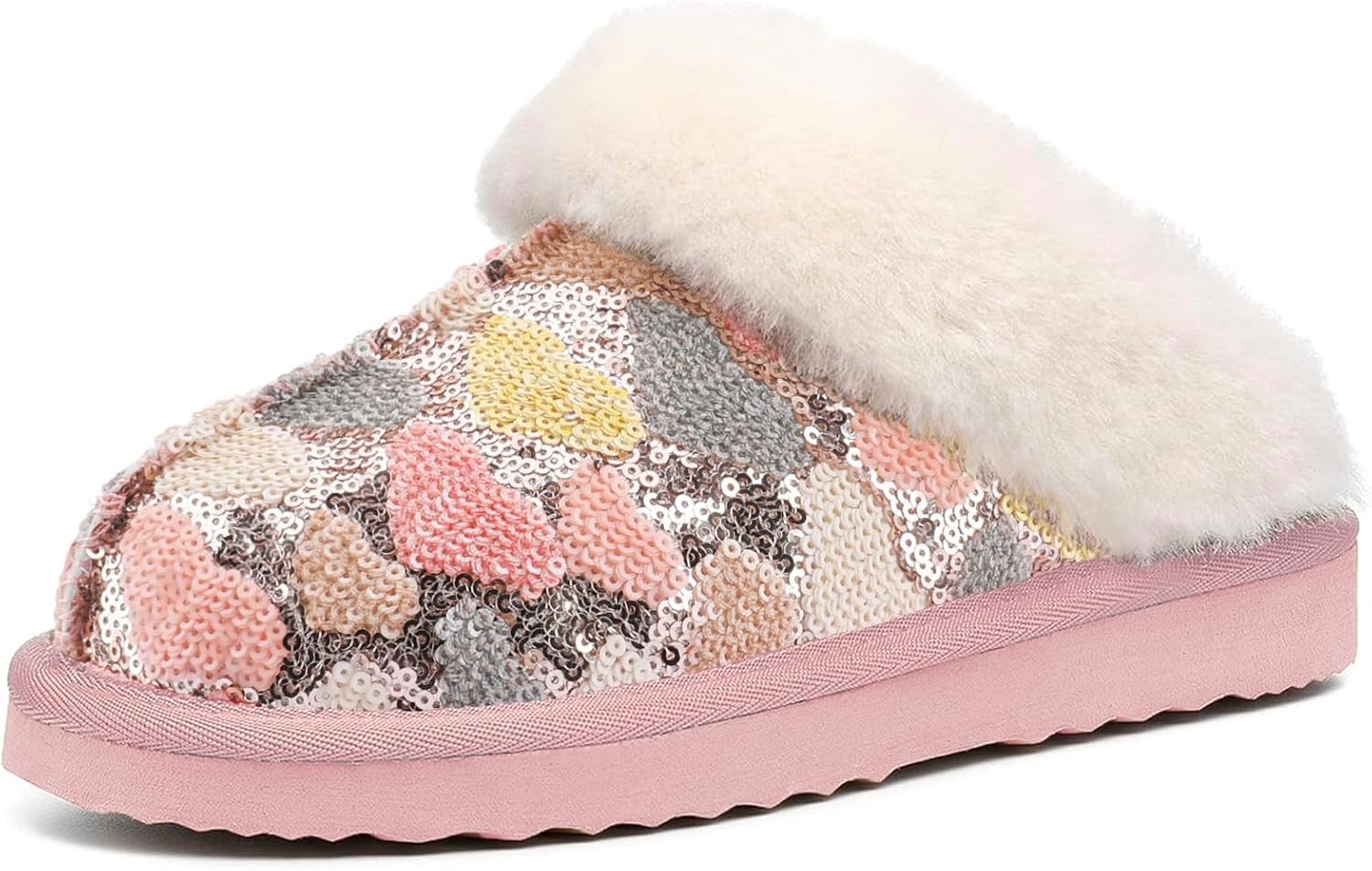 LazyStep Women's Madge Scuff House Slipper 4.5 Sequin Hearts