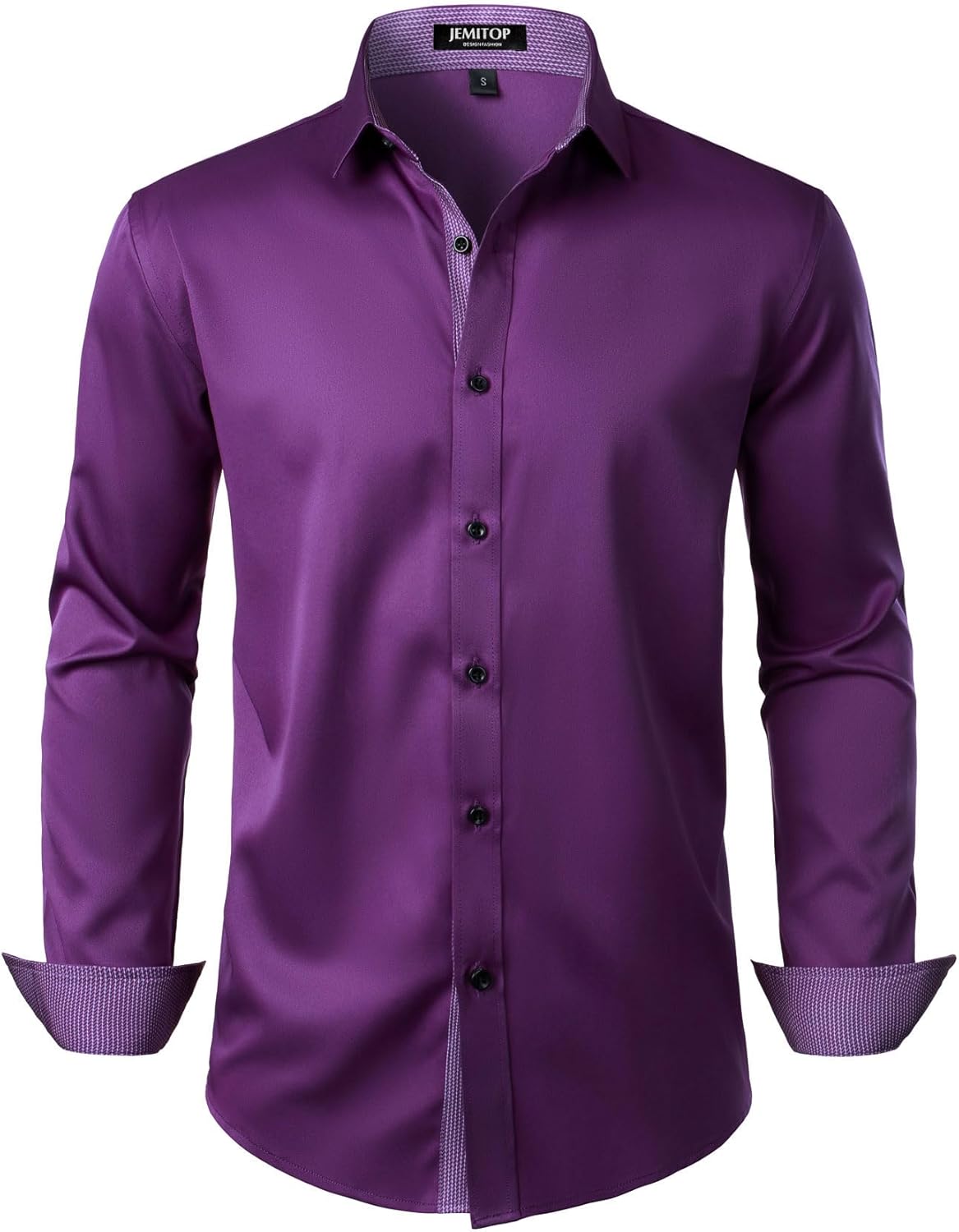 Men's Stretch Multi-Use Long Sleeve Dress Shirts Party Prom Wedding Shirts with...