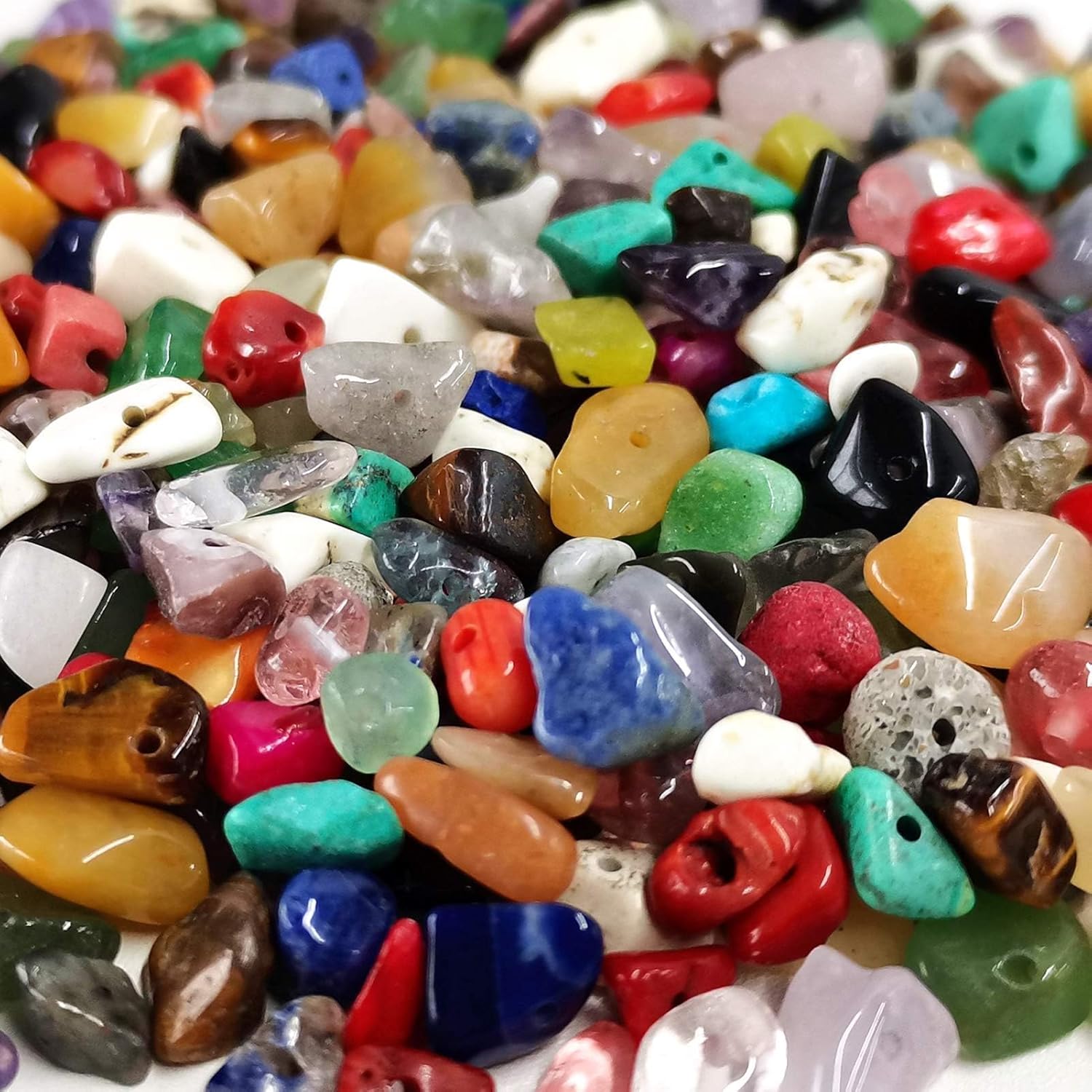 500pcs Natural Chip Stone Beads Multicolor 5mm to 8mm Irregular Gemstone Healing...