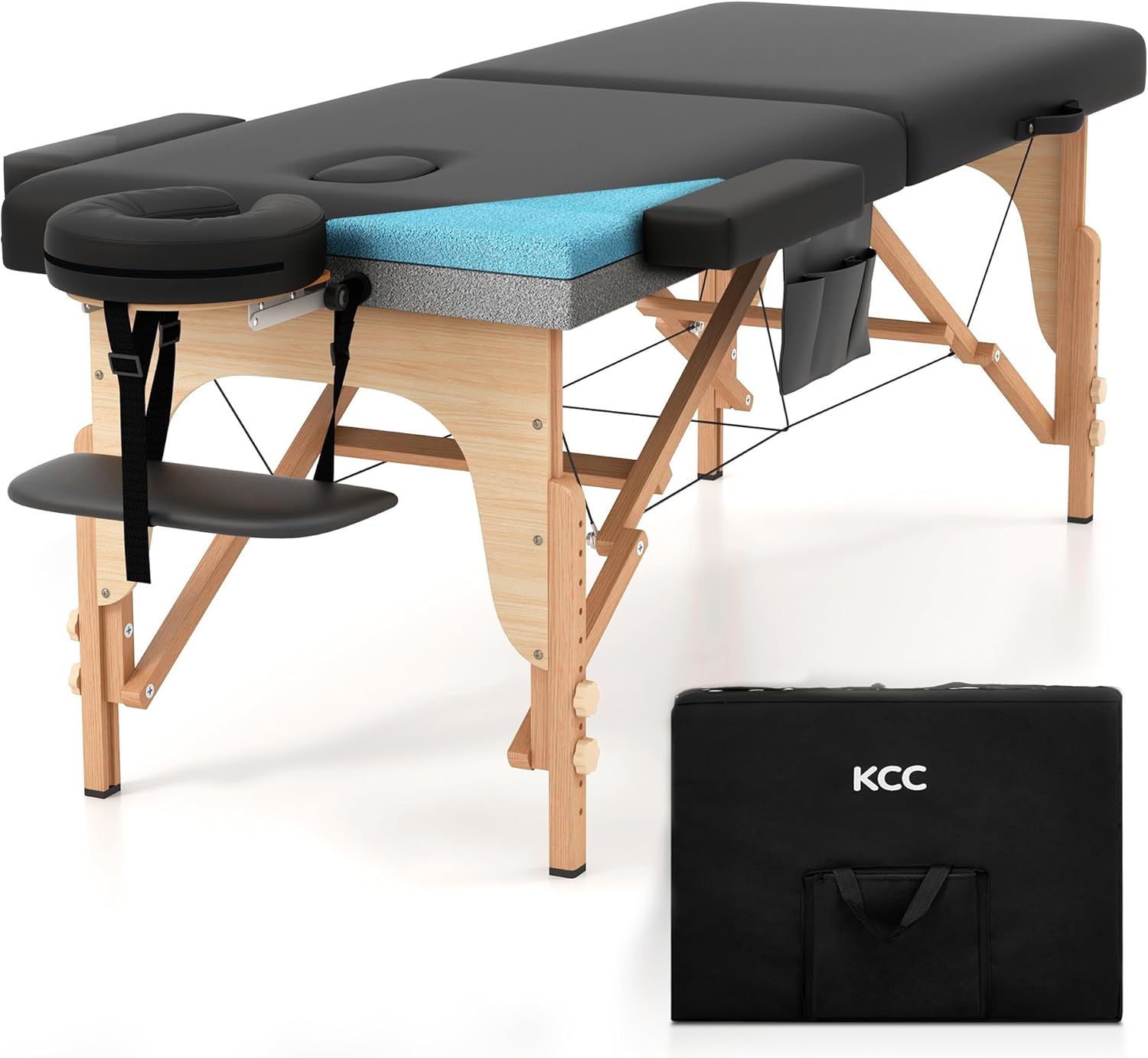 KCC Memory Foam Massage Table Premium Portable Foldable Massage Bed Height Adjus...