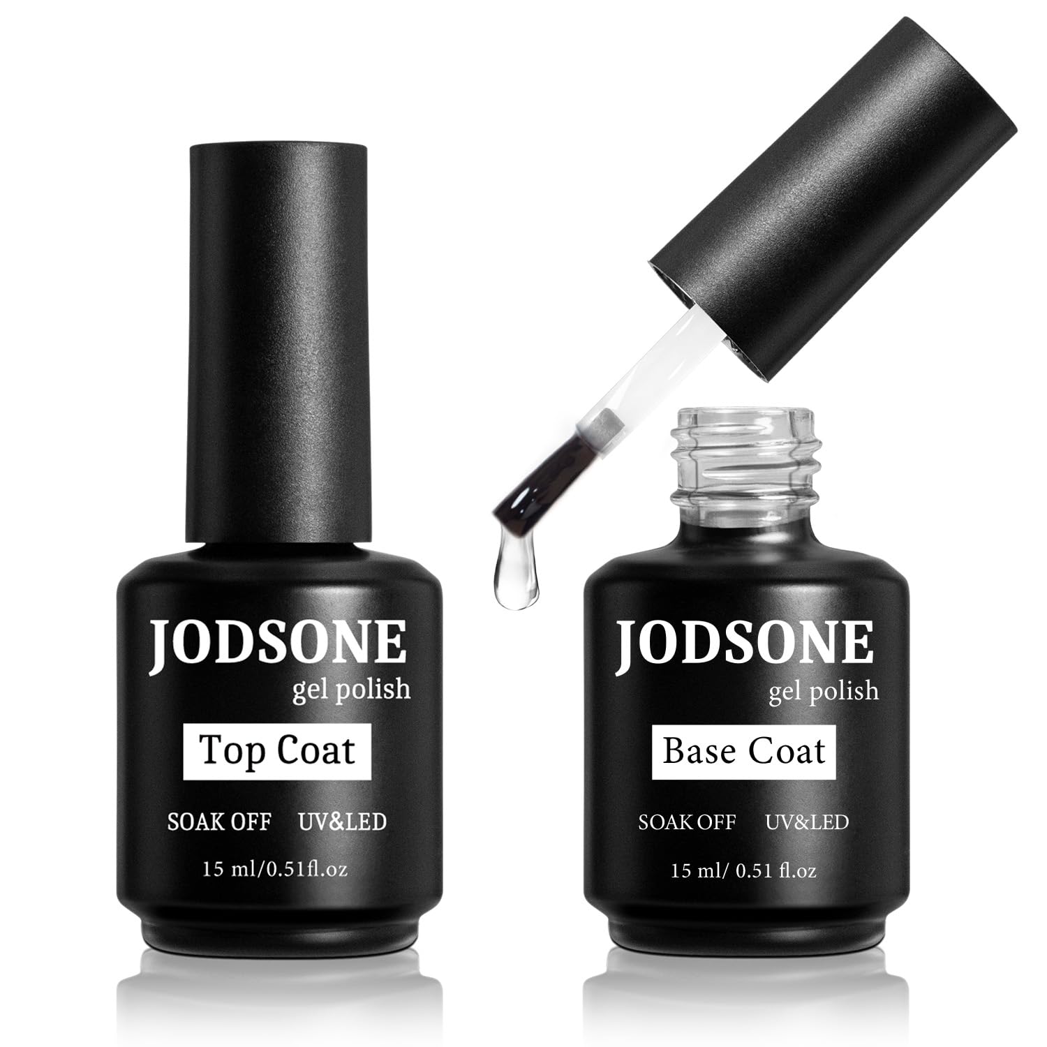 JODSONE 2 Bottles of Top Coat Base Coat Set No Wipe Foundation Combination Brigh...