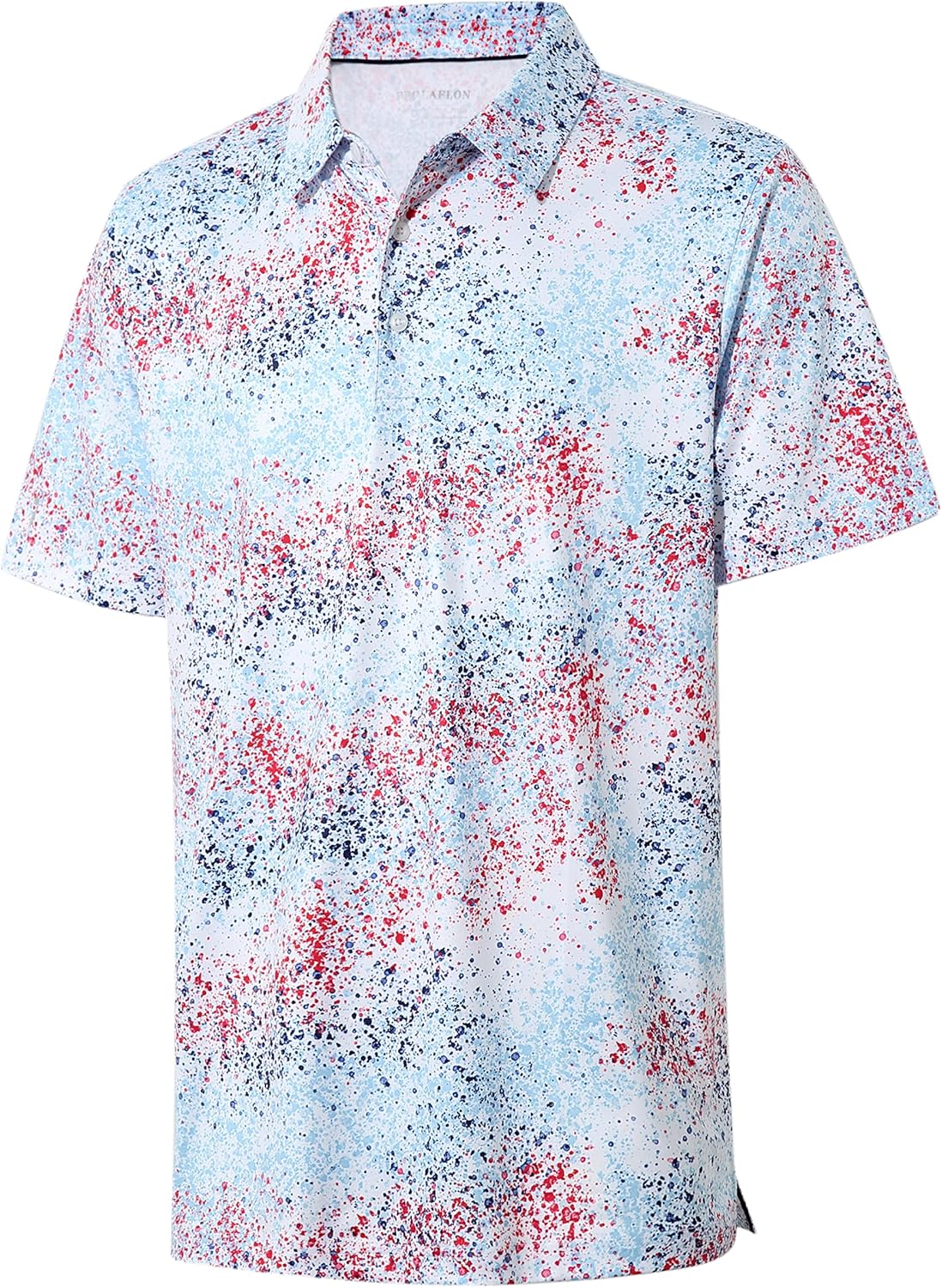 Mens Golf Shirt Moisture Wicking Dry Fit Print Performance Short Sleeve Polo Shi...