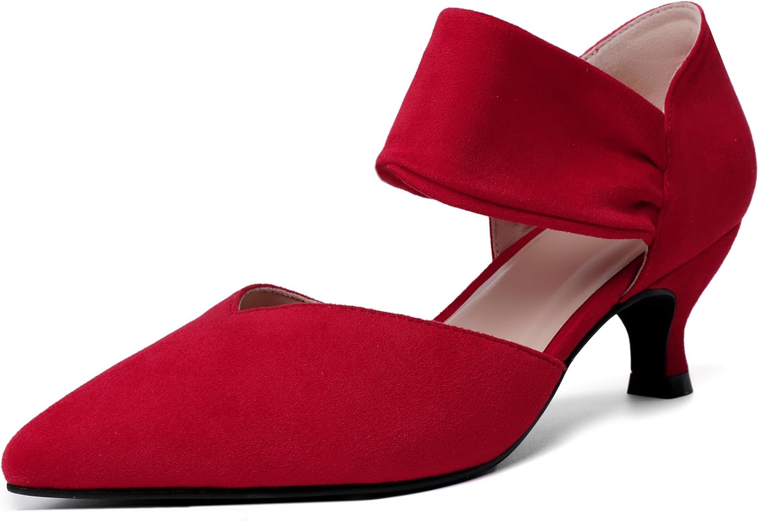 RIBONGZ Kitten Heels for Women Closed Toe Comfortable Low Heels Pointed Toe Sexy...