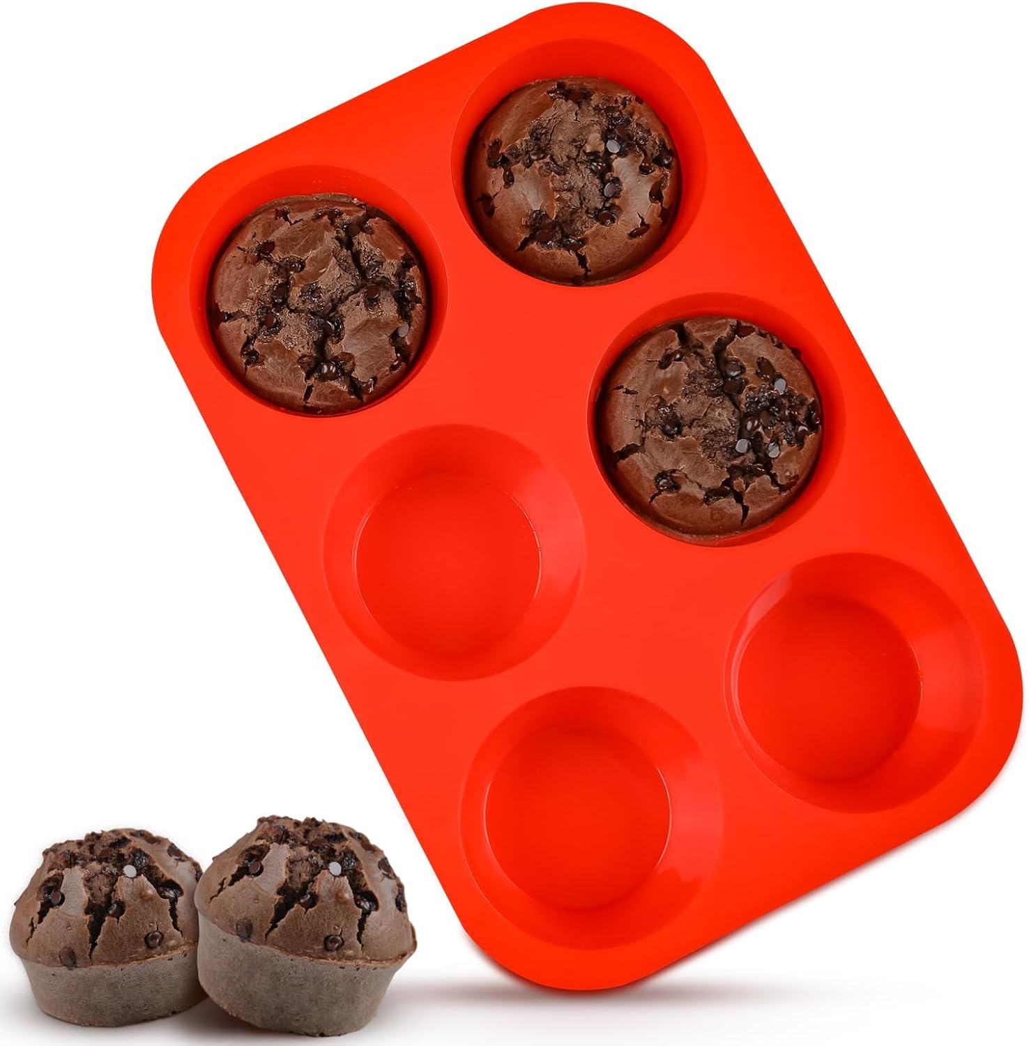CAKETIME Jumbo Muffin Pan, 3.5 Inch Large Muffin Pan 6 Cup Silicone Jumbo Cupcak...