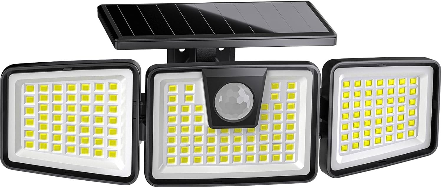 KIBTOY 156LED Solar Security Lights, Outdoor Solar Wall Light with Motion Sensor...
