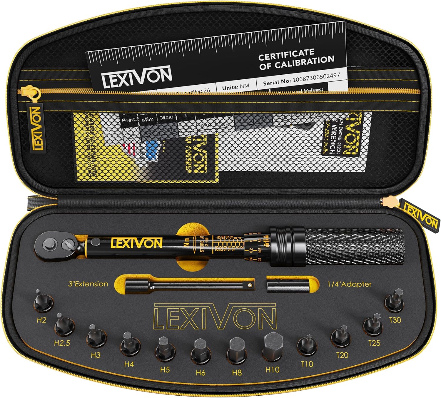LEXIVON Bike Torque Wrench 1/4-Inch Dr. 15-Piece Kit | 72-Tooth Gear, Dual-Direc...