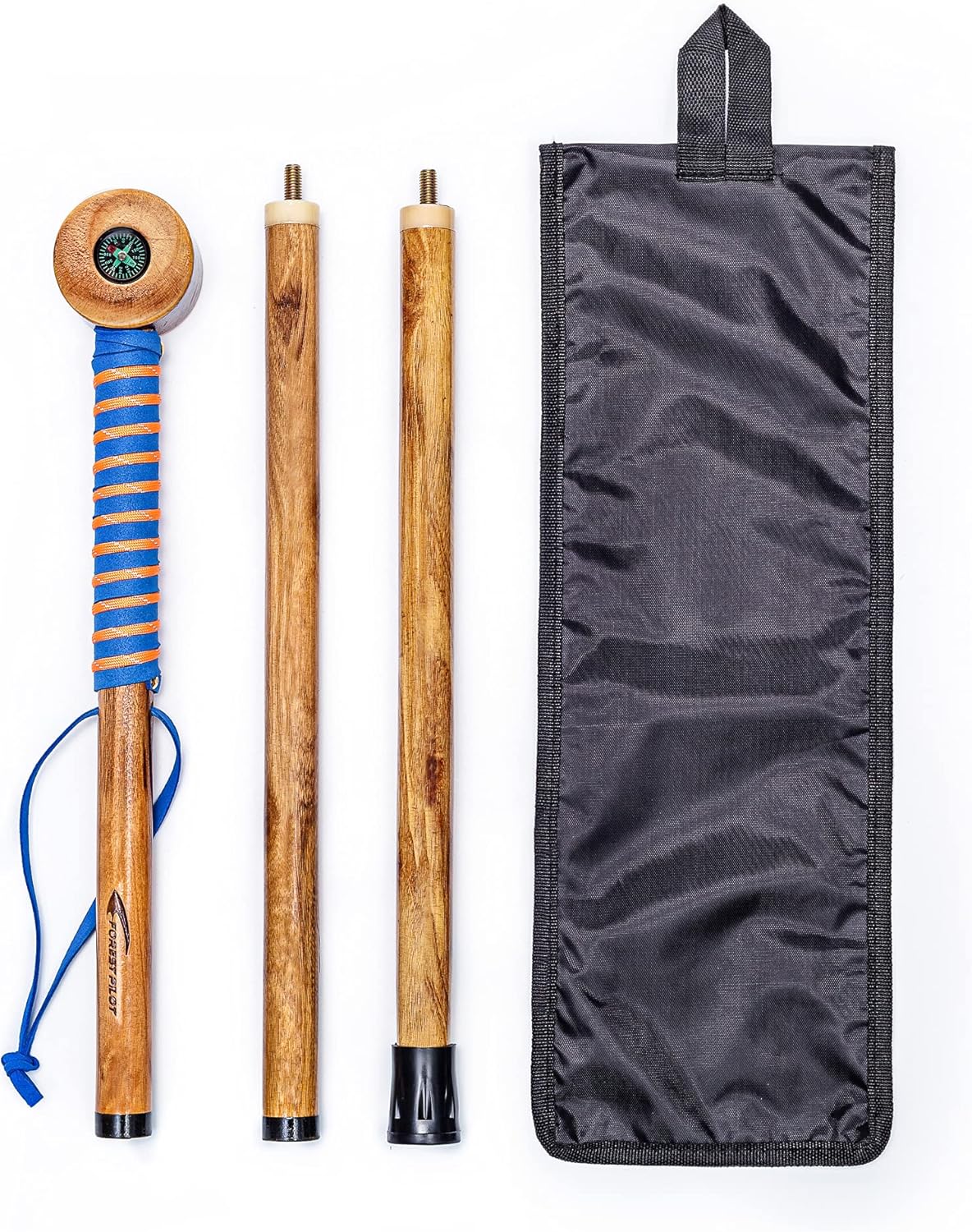 3pc Detachable Hardwood Walking Stick for Hiking with Compass 48 Inches - Soft H...