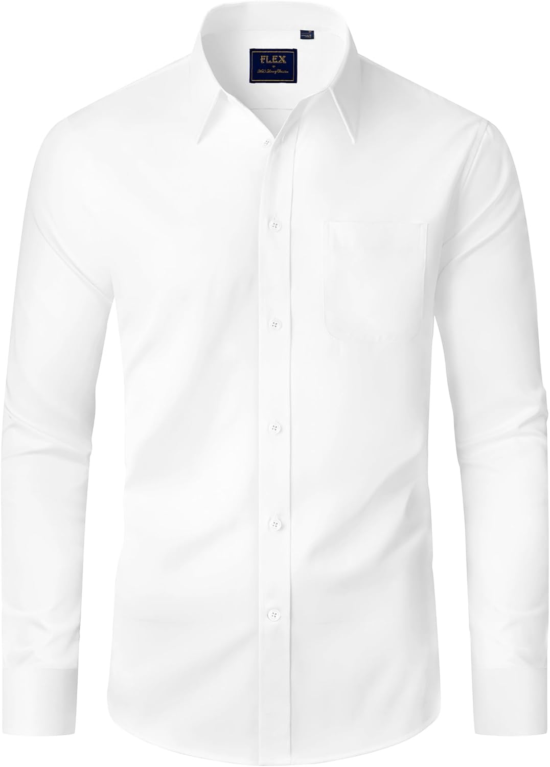J.VER Mens Dress Shirt Stretch Plain Business Casual Long Sleeve Formal Shirt wi...