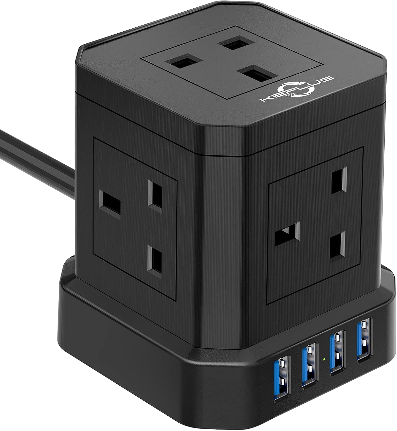 Cube Extension Lead with USB Slots, 5 Way Plug Ext...