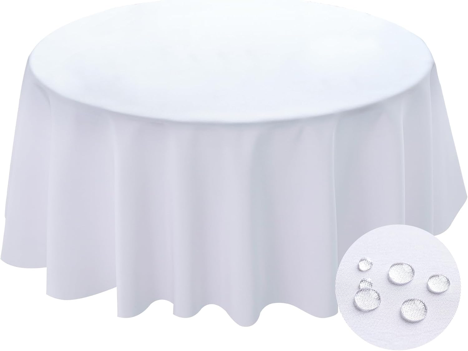 BYDOLL Table Cloth Round 60 Inch Tablecloth Fits Max50 Inch Diameter Top,White W...