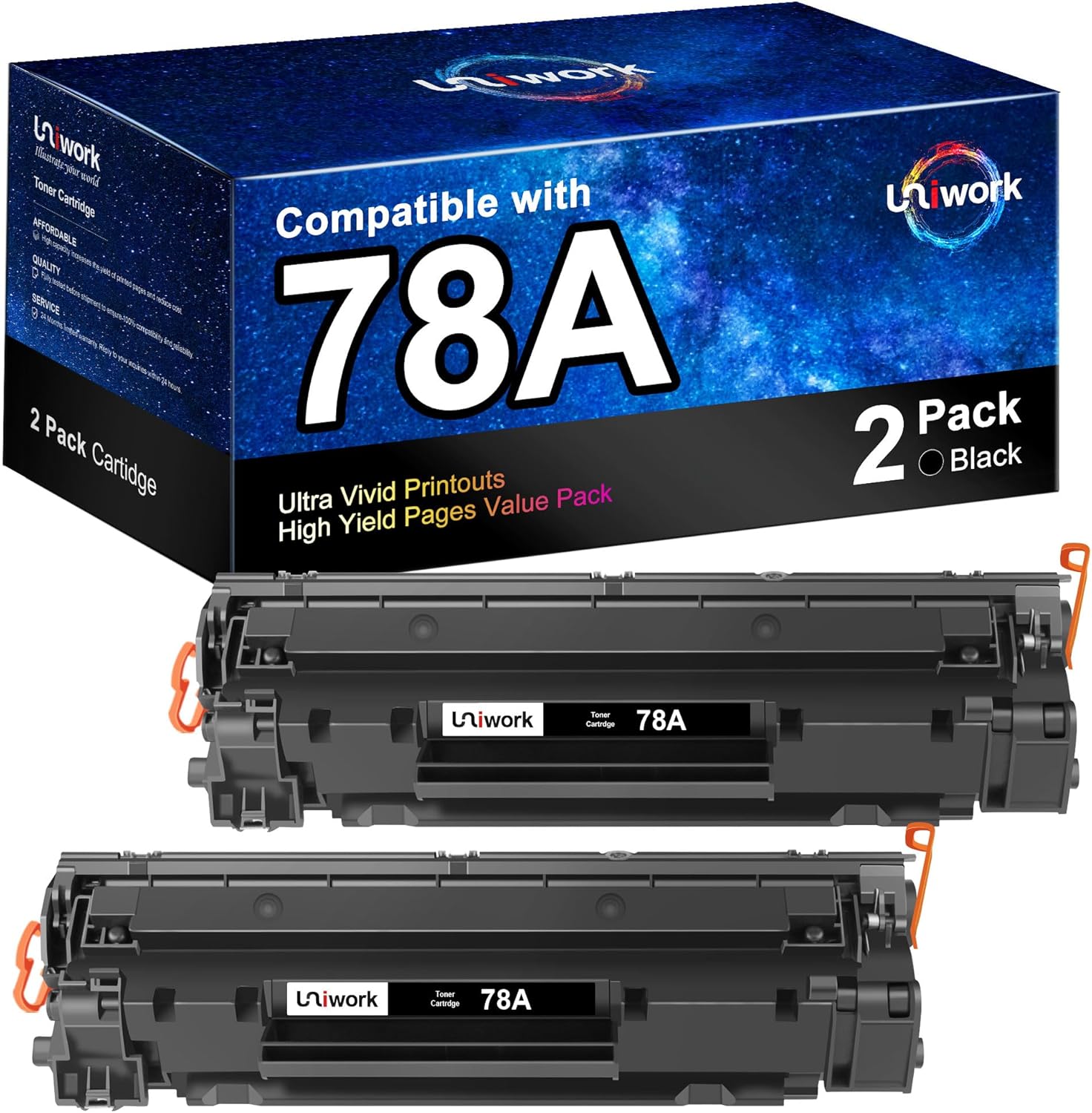 Uniwork 78A Black Toner Cartridges (2-Pack)-Compatible Toner Replacement for HP...