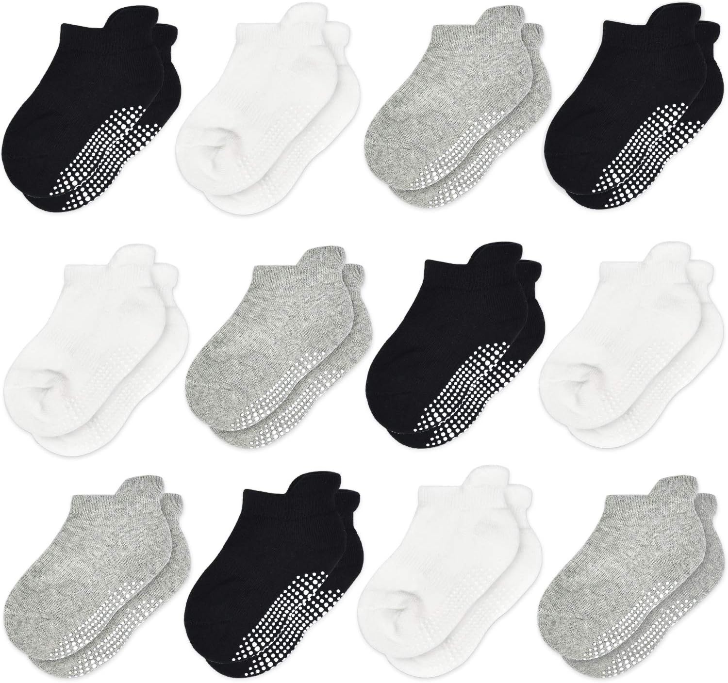 Tphon Non Slip Toddler Socks 12 Pairs Infant Baby Kids Grip Socks for Boy Girls...
