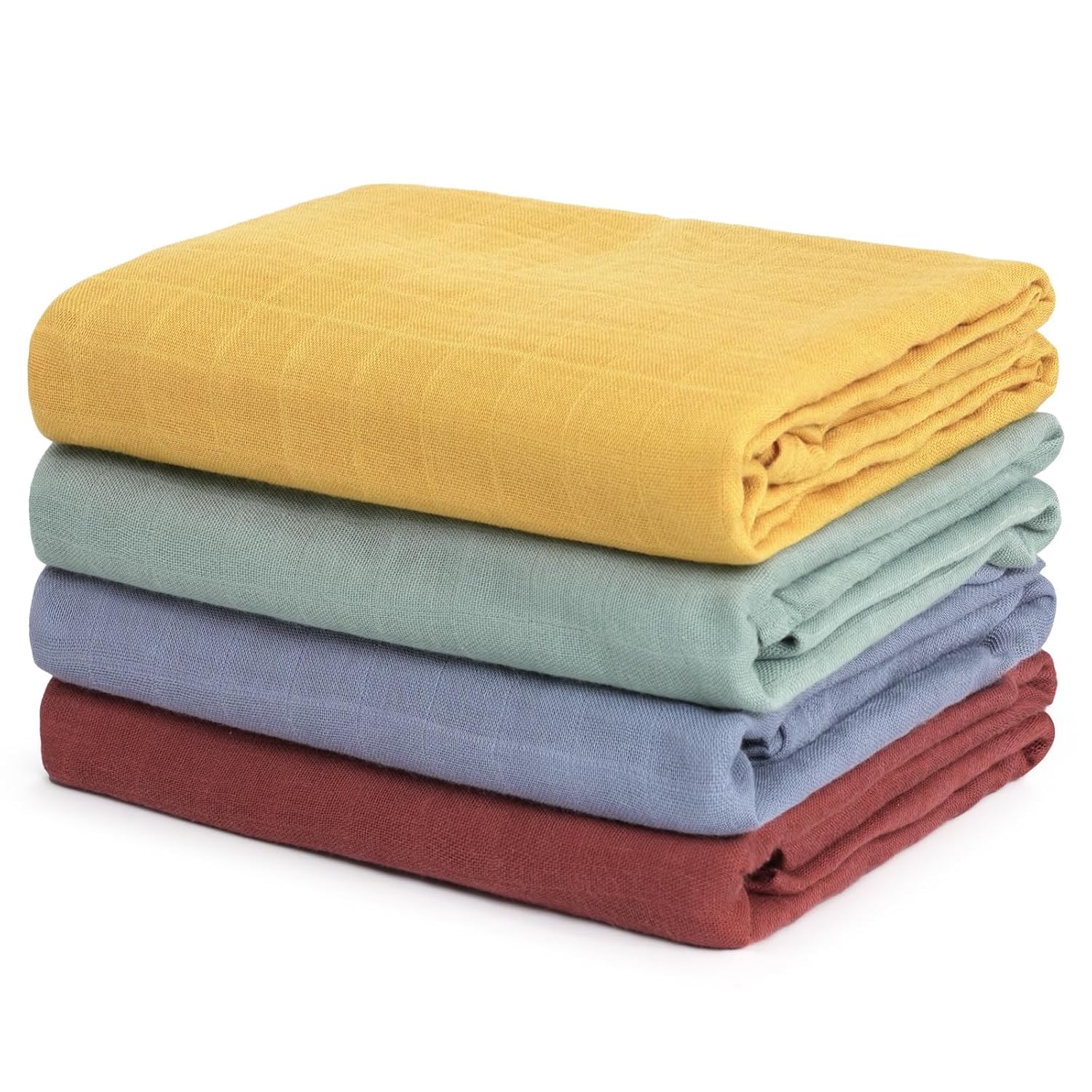 Muslin Swaddle Blankets, Large Receiving Blankets for Boys and Girls, 4-Pack Sof...