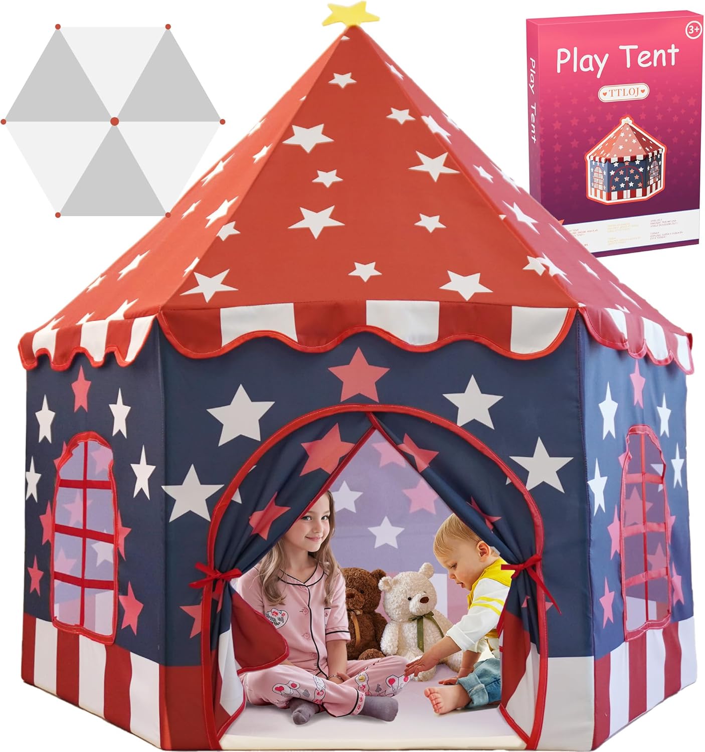 Large Girls Play Tent Princess, Boys Castle Kids Playhouse Indoor Outdoor Toddle...