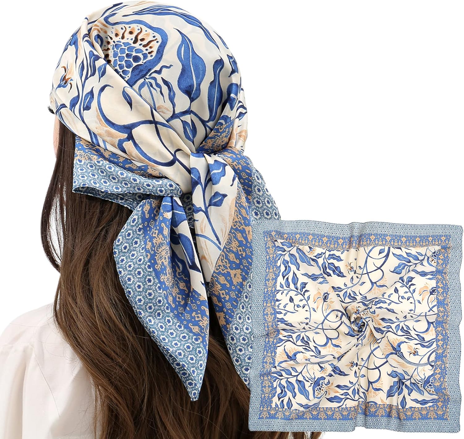 RIIQIICHY Women Head Hair Scarf Like Satin Silk Scarf Sleeping Hair Wrapping Nig...