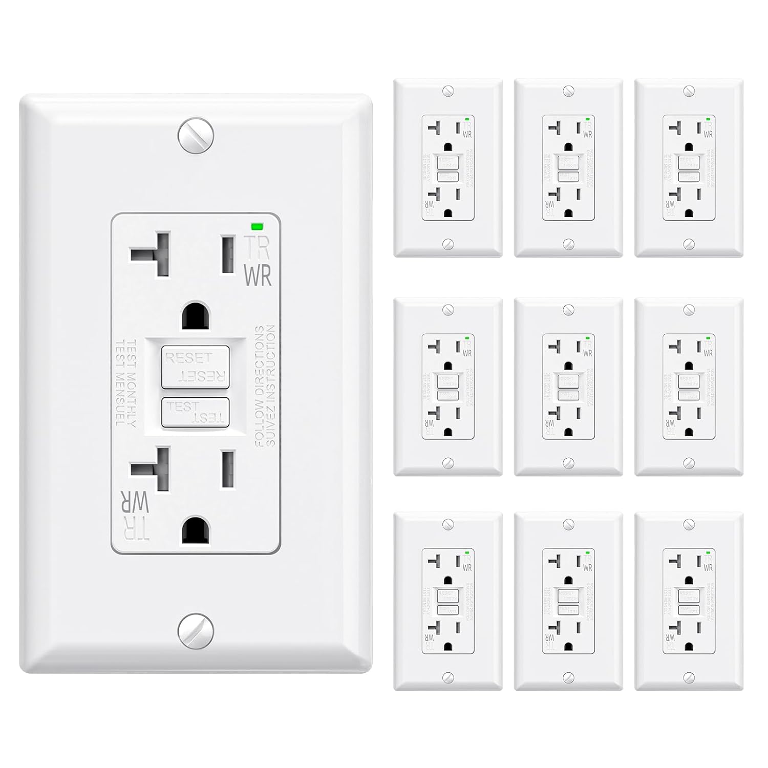 ELEGRP Outdoor GFCI Outlet 20 Amp, Self-Test GFI Electrical Outlet with Narrow D...