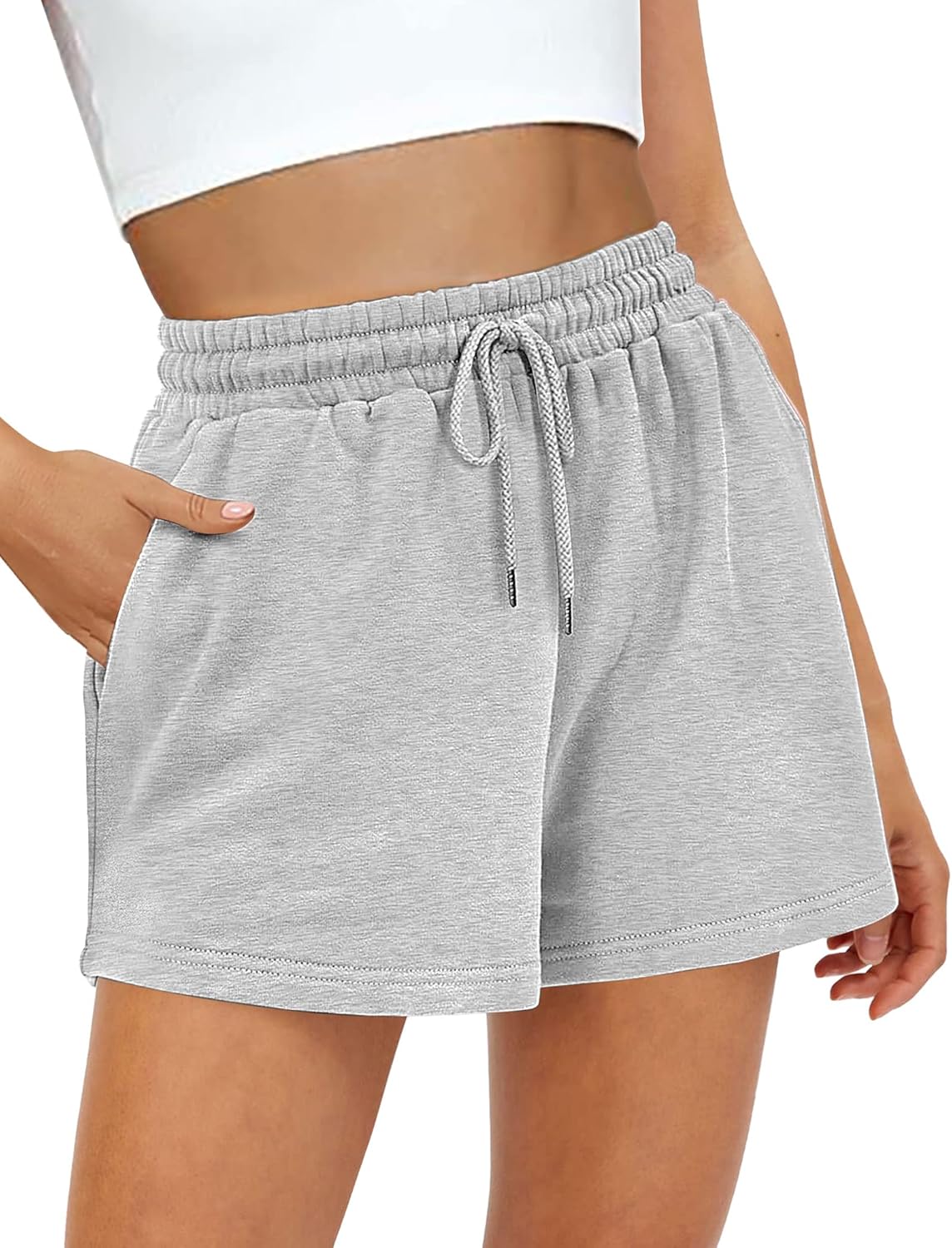 Buauty Womens Sweat Shorts, Summer Lounge Cotton Drawstring Shorts with Pockets...