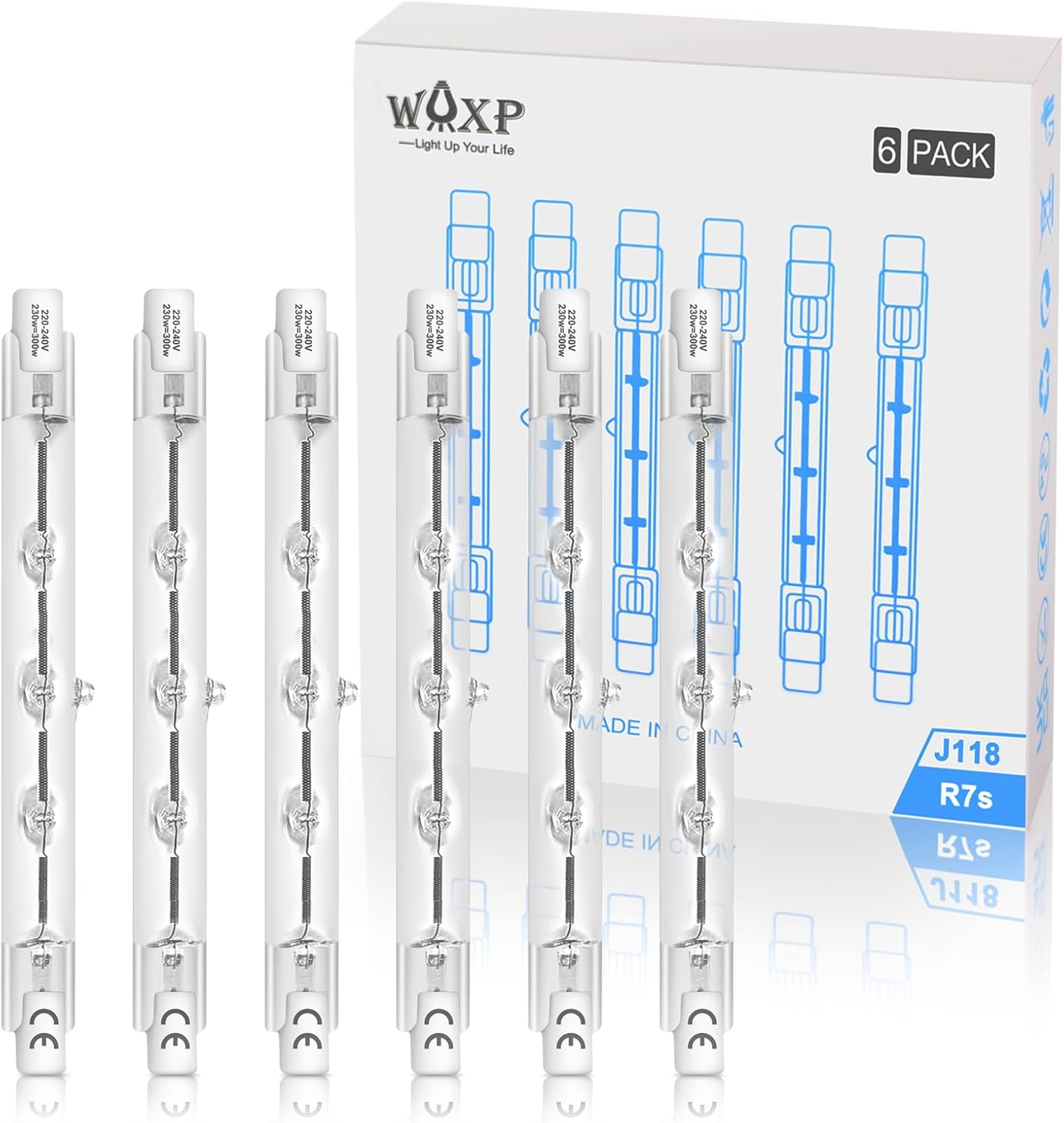 R7s Halogen Light Bulbs Dimmable, 118mm 230W Linear Bulbs for Lamps, 2700K Warm...