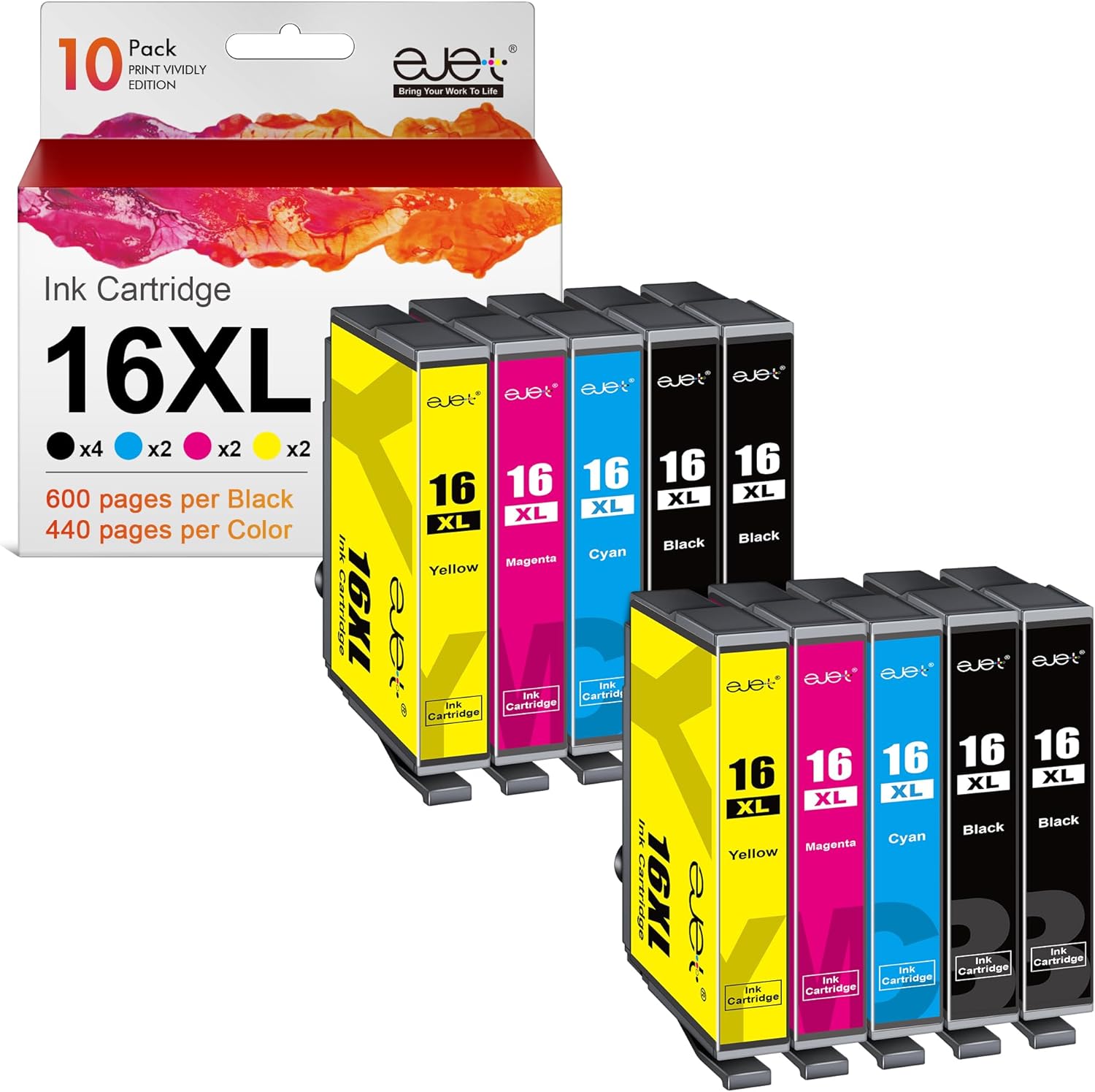 ejet 10 Pack 16XL Compatible Ink Cartridges for Epson 16 XL for Epson Workforce...
