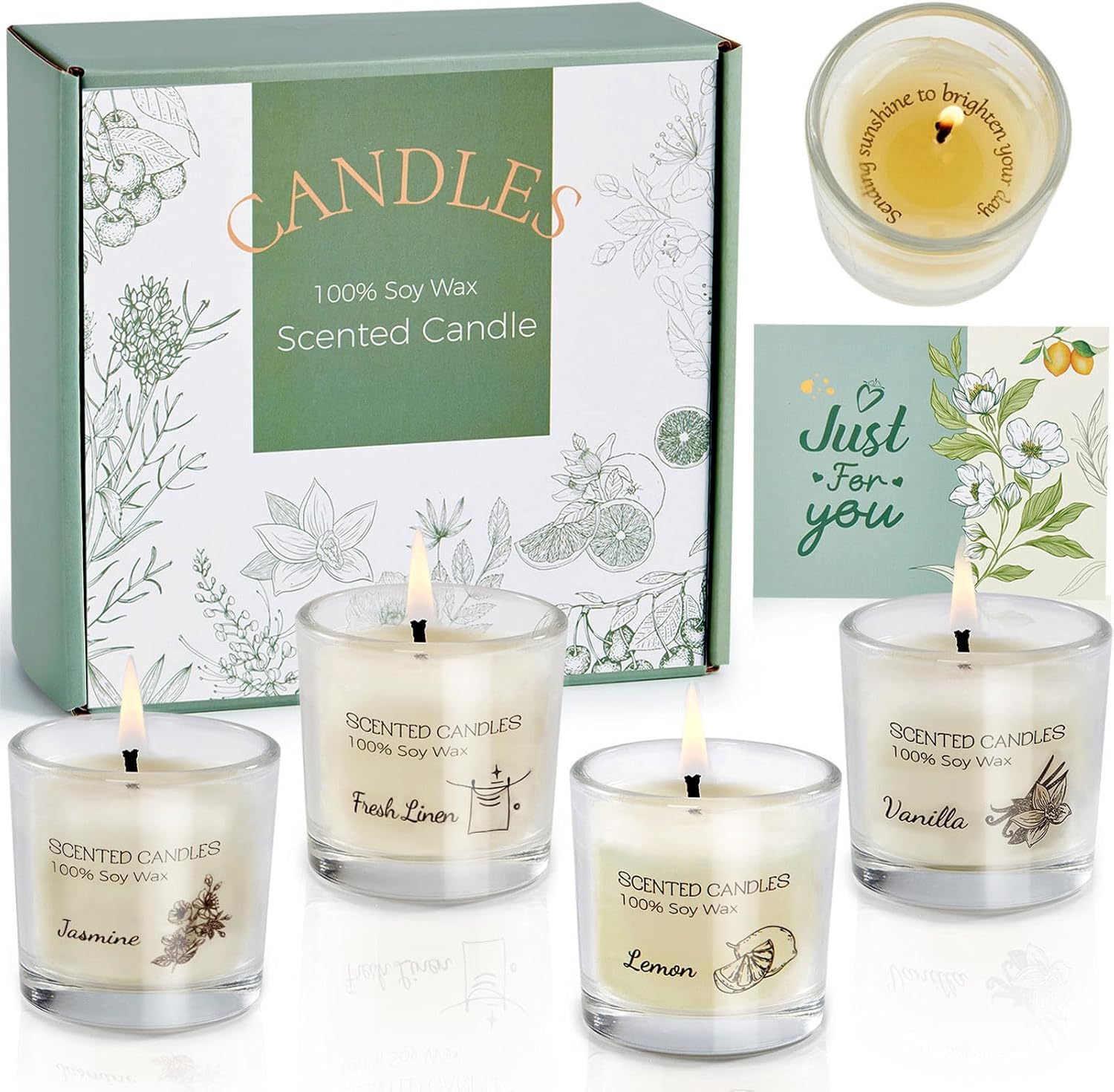 Aptliton Scented Candles Gifts for Women, Votive Candles Set of Fresh Linen, Van...