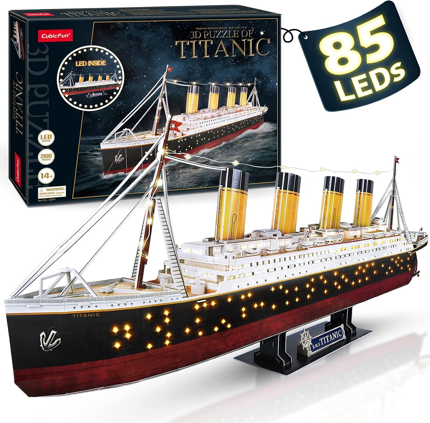 CubicFun LED 3D Puzzle, 88 cm, Titanic Ship Model Toys for Adults and Teens, 266...