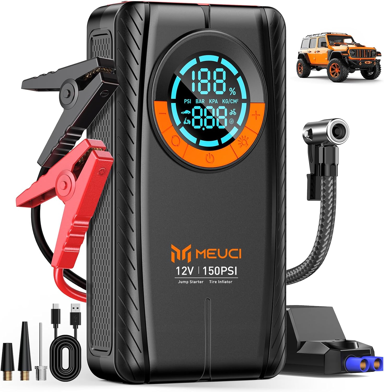 Portable Car Jump Starter with Air Compressor - 3500A Car Battery Jump Starter (...