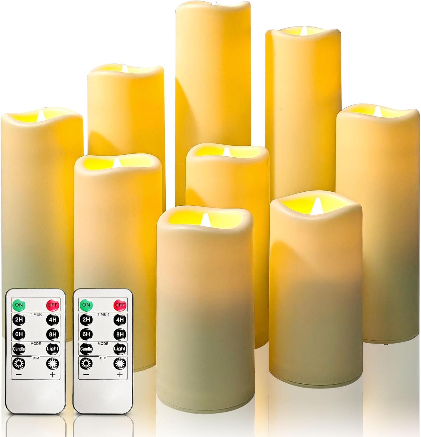 Waterproof battery Flameless led candles: Set of 9 Led Operated Pillar plastics...