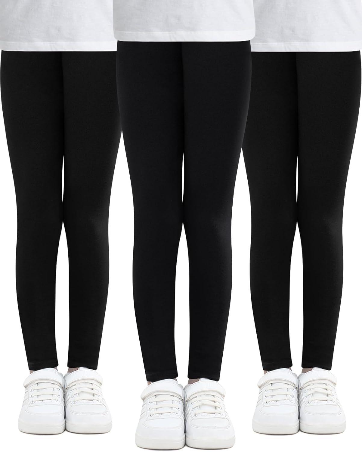 Adorel Girls Leggings Kids Cotton Trousers Full Length Plain Pack of 3