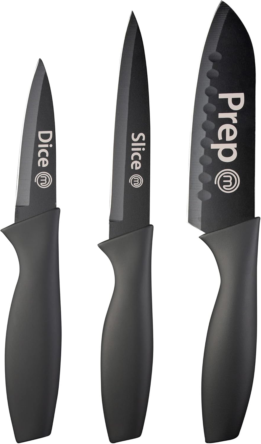 MasterChef Kitchen Knives Set of 3 for Cooking - Chef Knife, Paring Knife & Util...