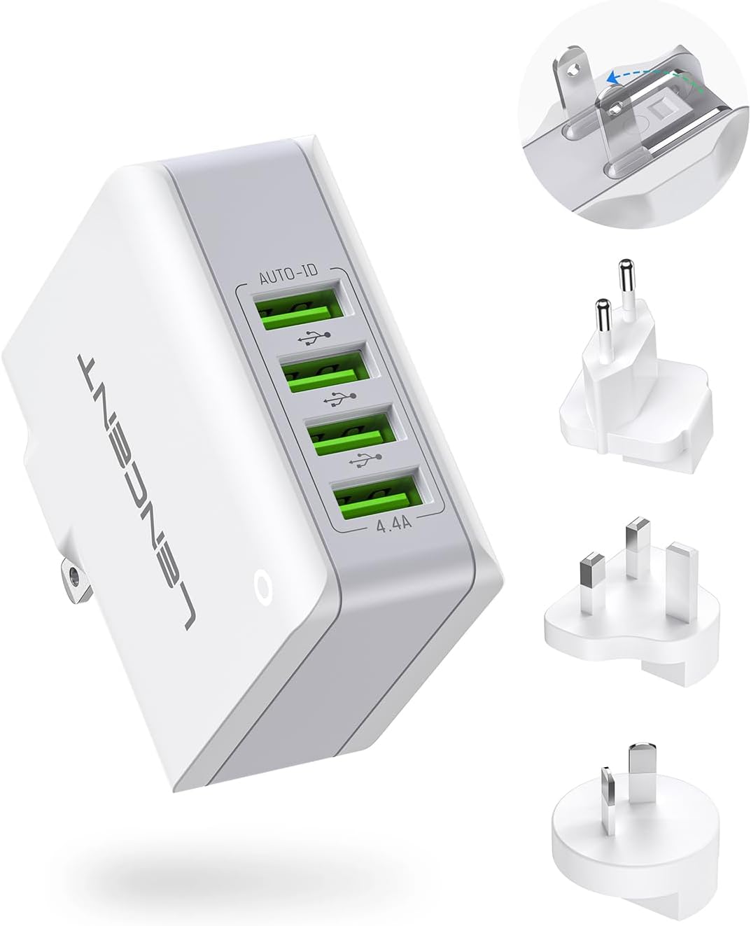 Lencent USB Charger Plug, 4-Port USB Universal Tra...