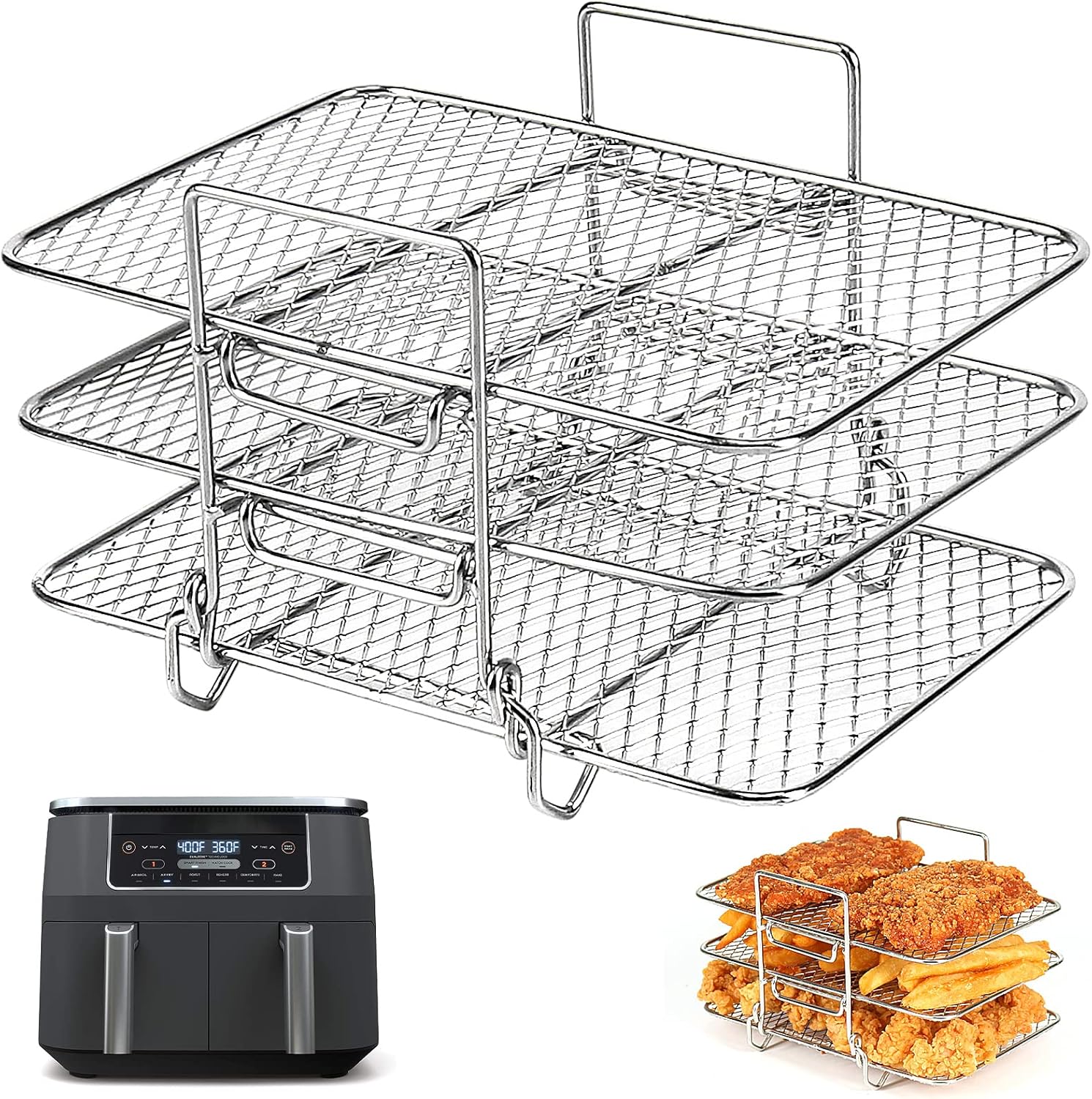 BYKITCHEN Air Fryer Racks for Ninja Dual, Three La...